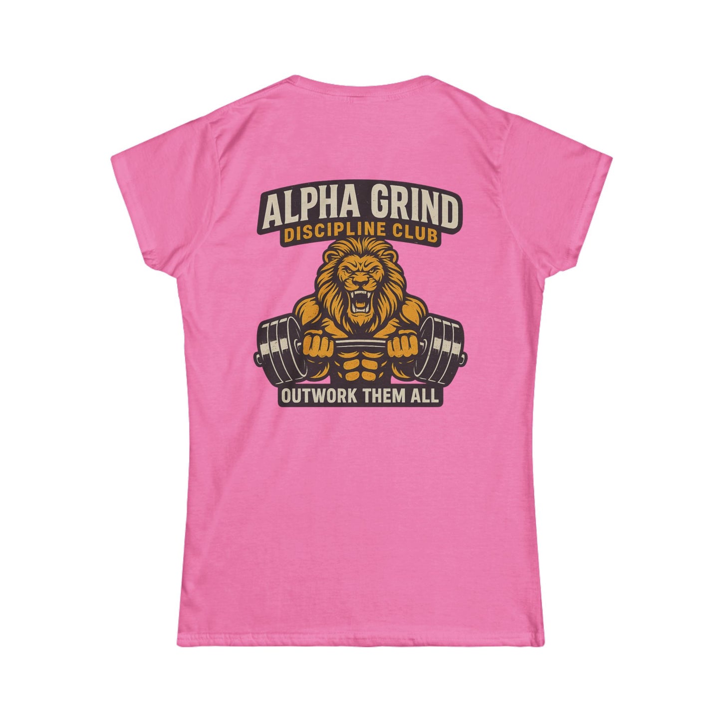 Alpha Grind Women’s Tee (front logo + back design) – Gym Apparel