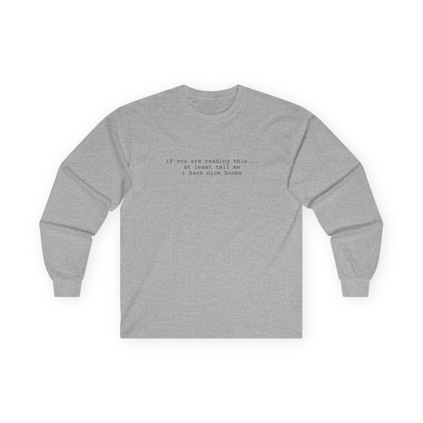 Nice boobs Long Sleeve Tee (front design) - Meme Apparel