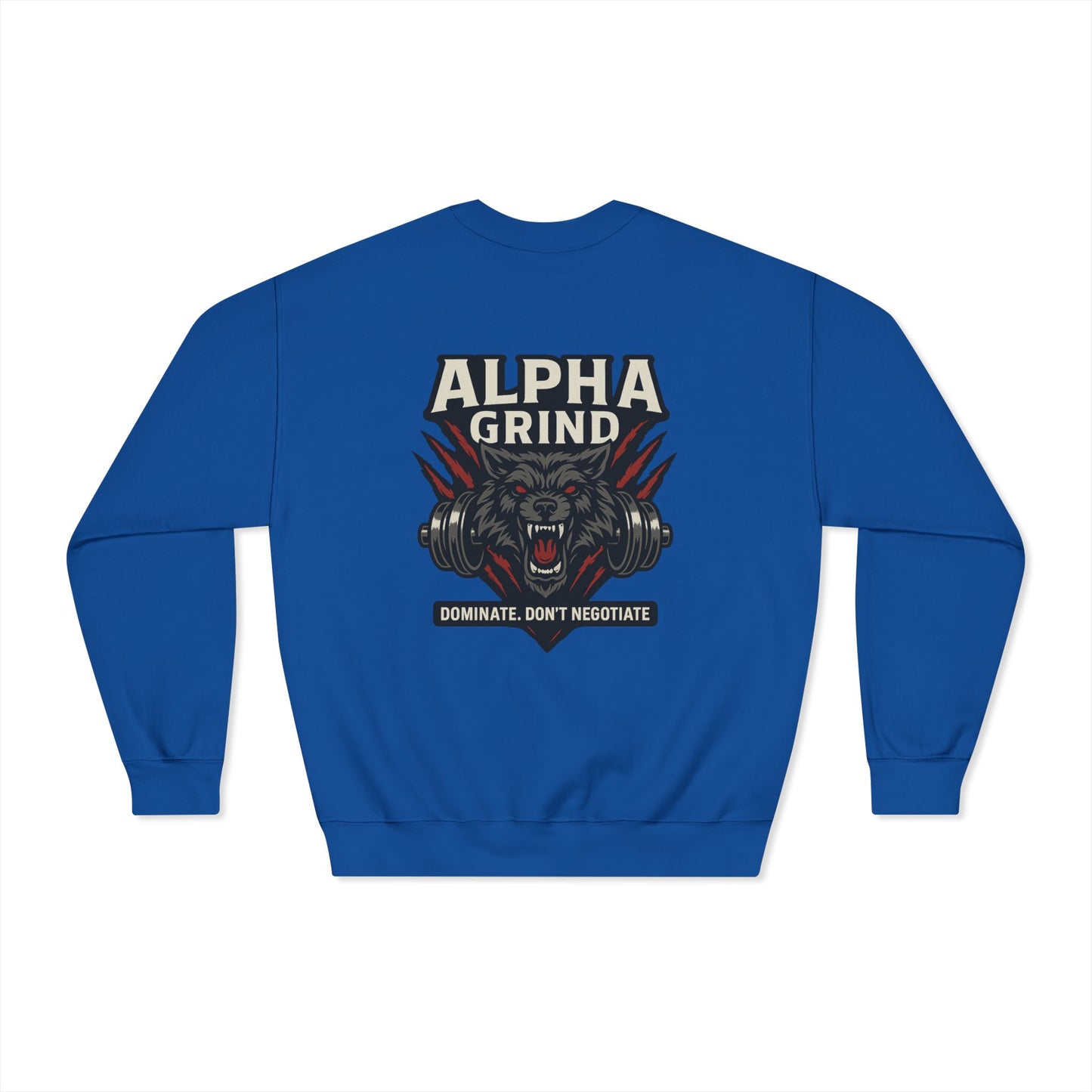Dominate DryBlend Crewneck Sweatshirt (front logo + back design) – Gym Apparel
