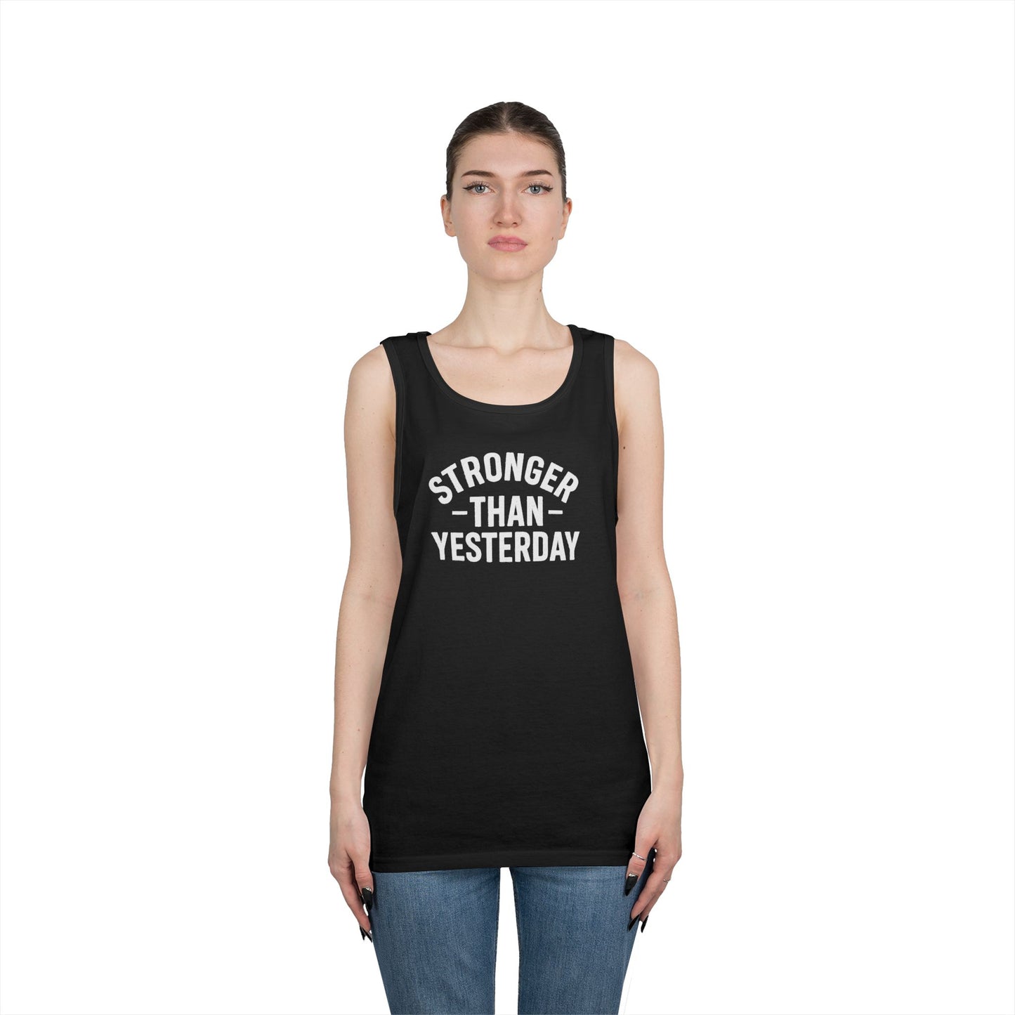 Stronger Than Yesterday Tank Top (front design) – Discipline Club Shirt