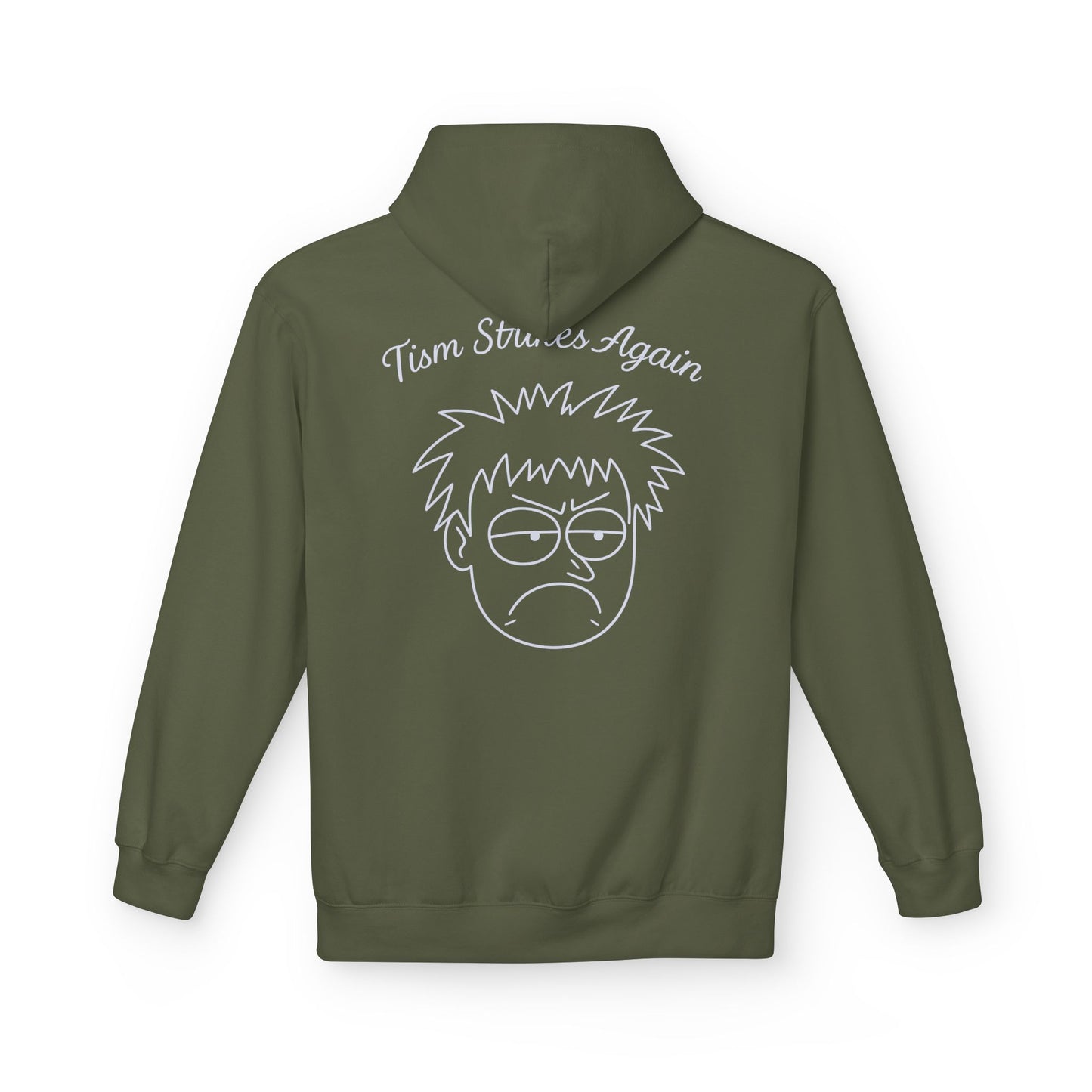 Tism Strikes Again Midweight Softstyle Fleece Hoodie (front logo + back design) - Meme Apparel