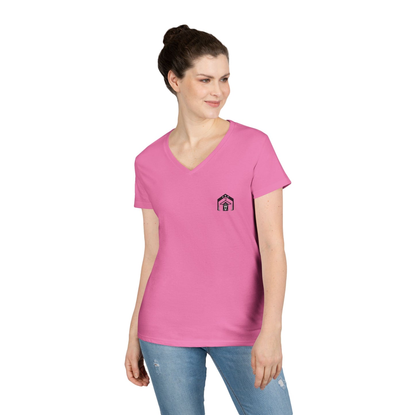 American Flag Tee (front logo + back design) – American Pride Ladies V-Neck