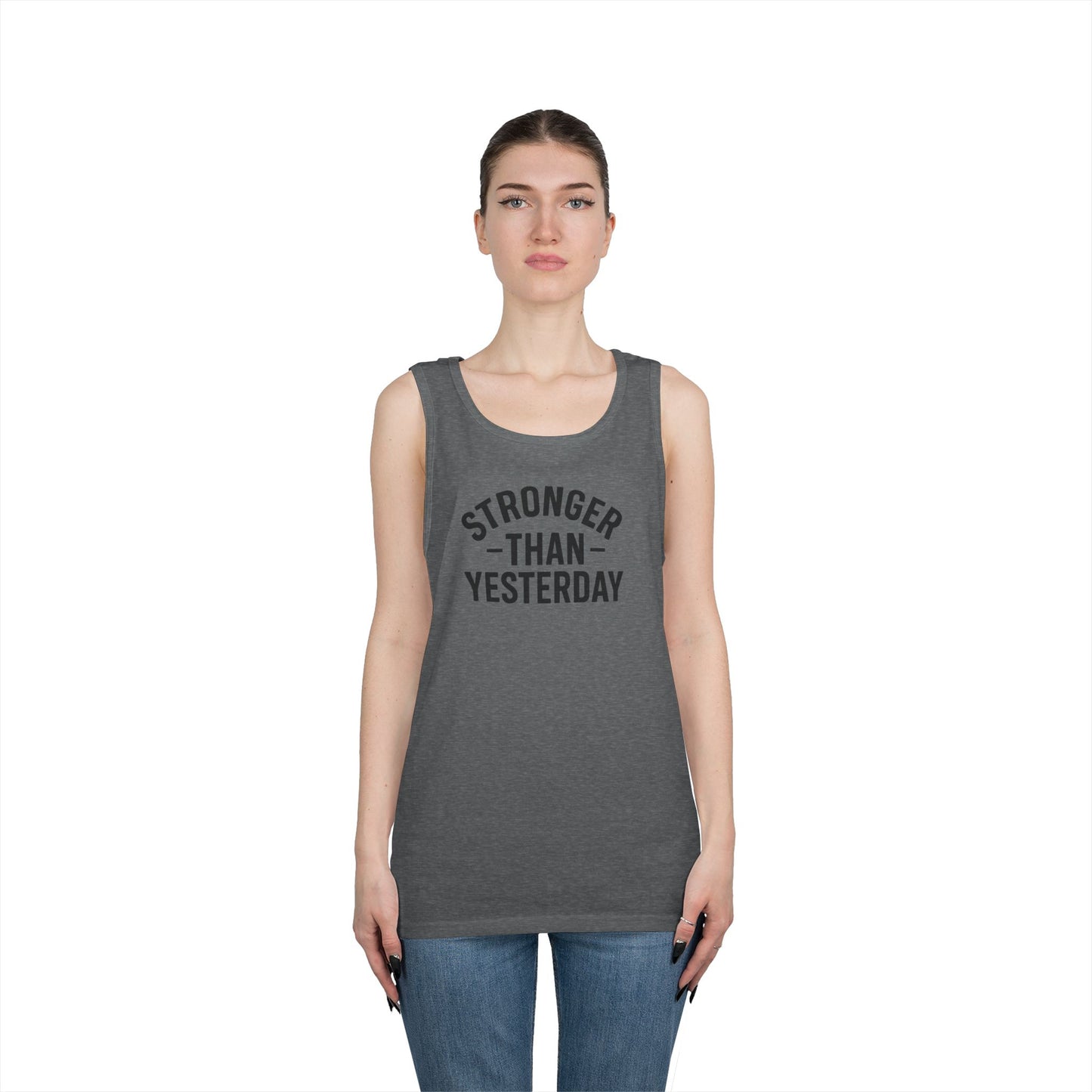 Stronger Than Yesterday Tank Top (front design) – Discipline Club Shirt