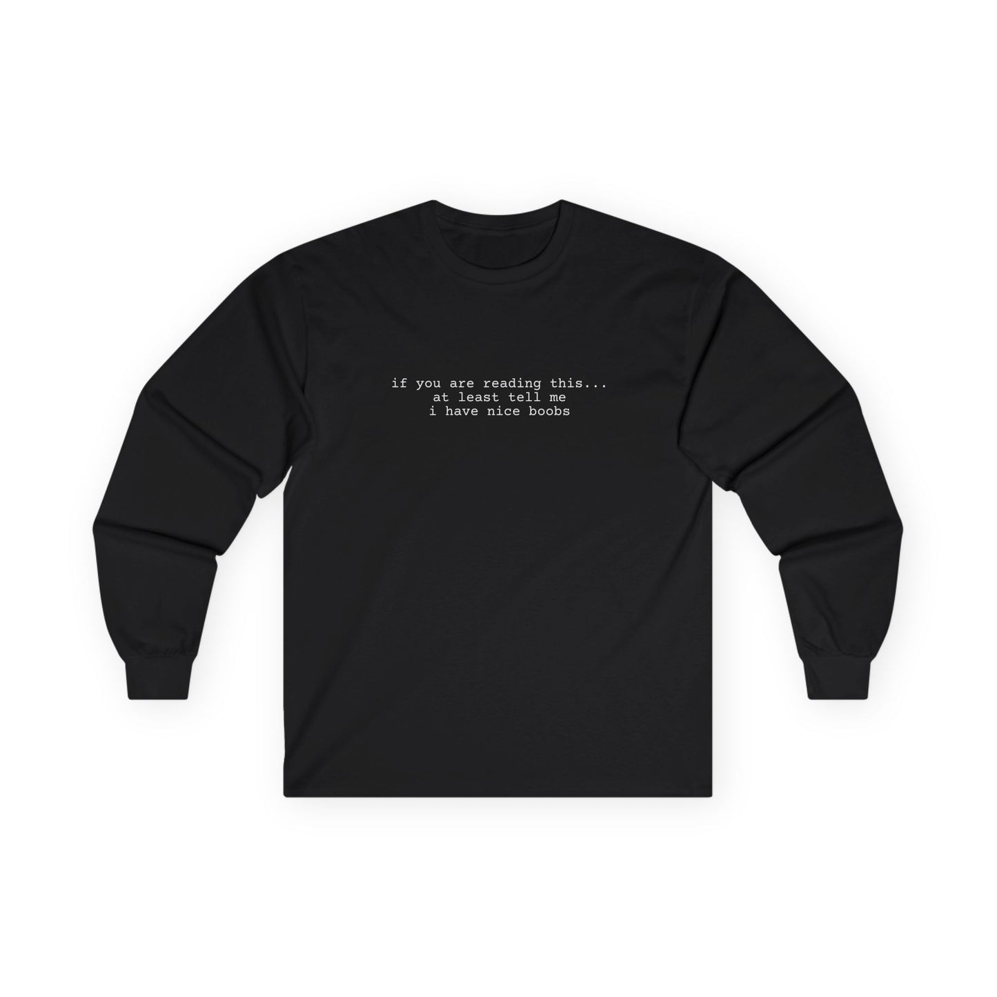 Nice boobs Long Sleeve Tee (front design) - Meme Apparel