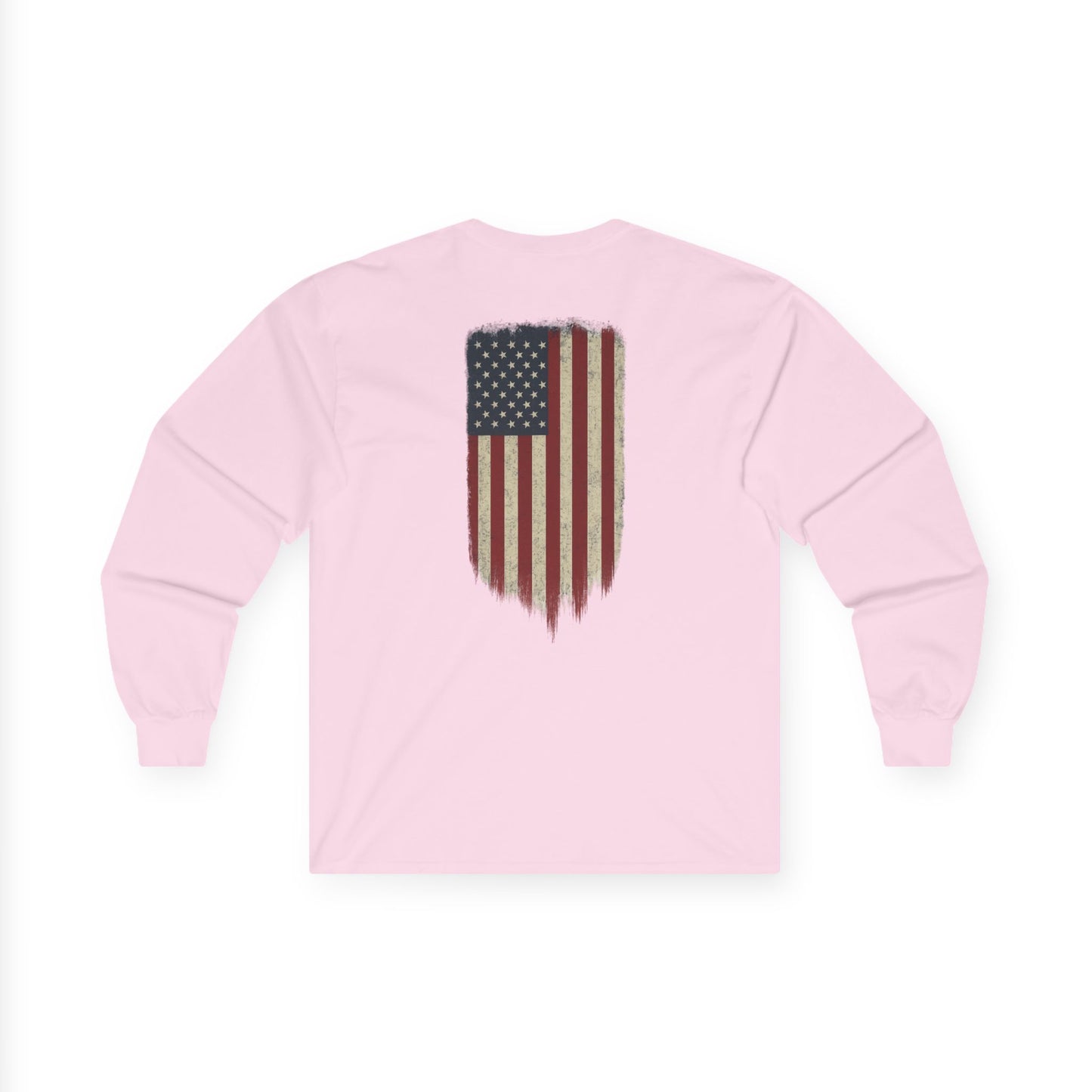 American Flag Long Sleeve Tee (front logo + back design) – American Pride Shirt