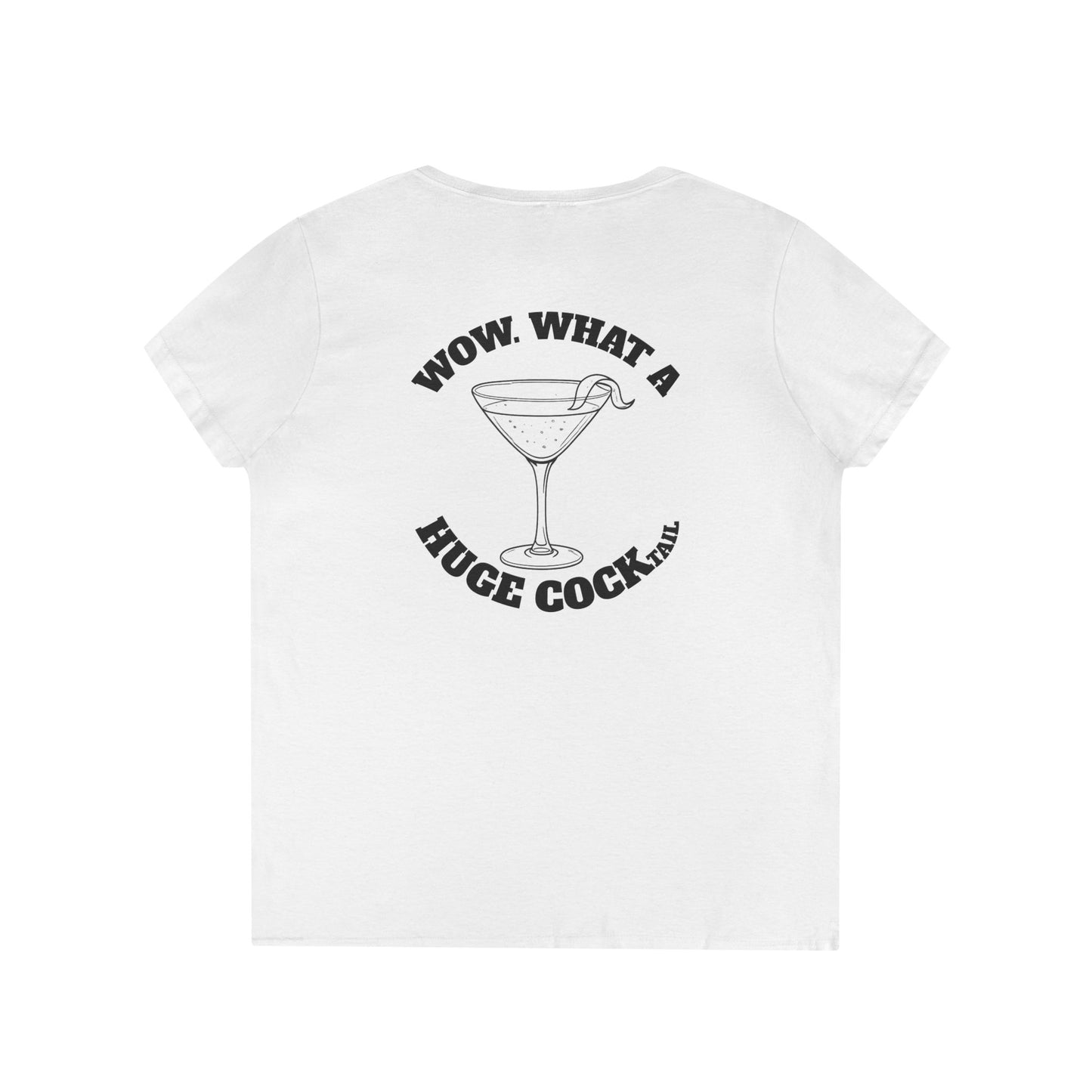 Huge Cocktail V-Neck Tee (front logo + back design) – Meme Apparel