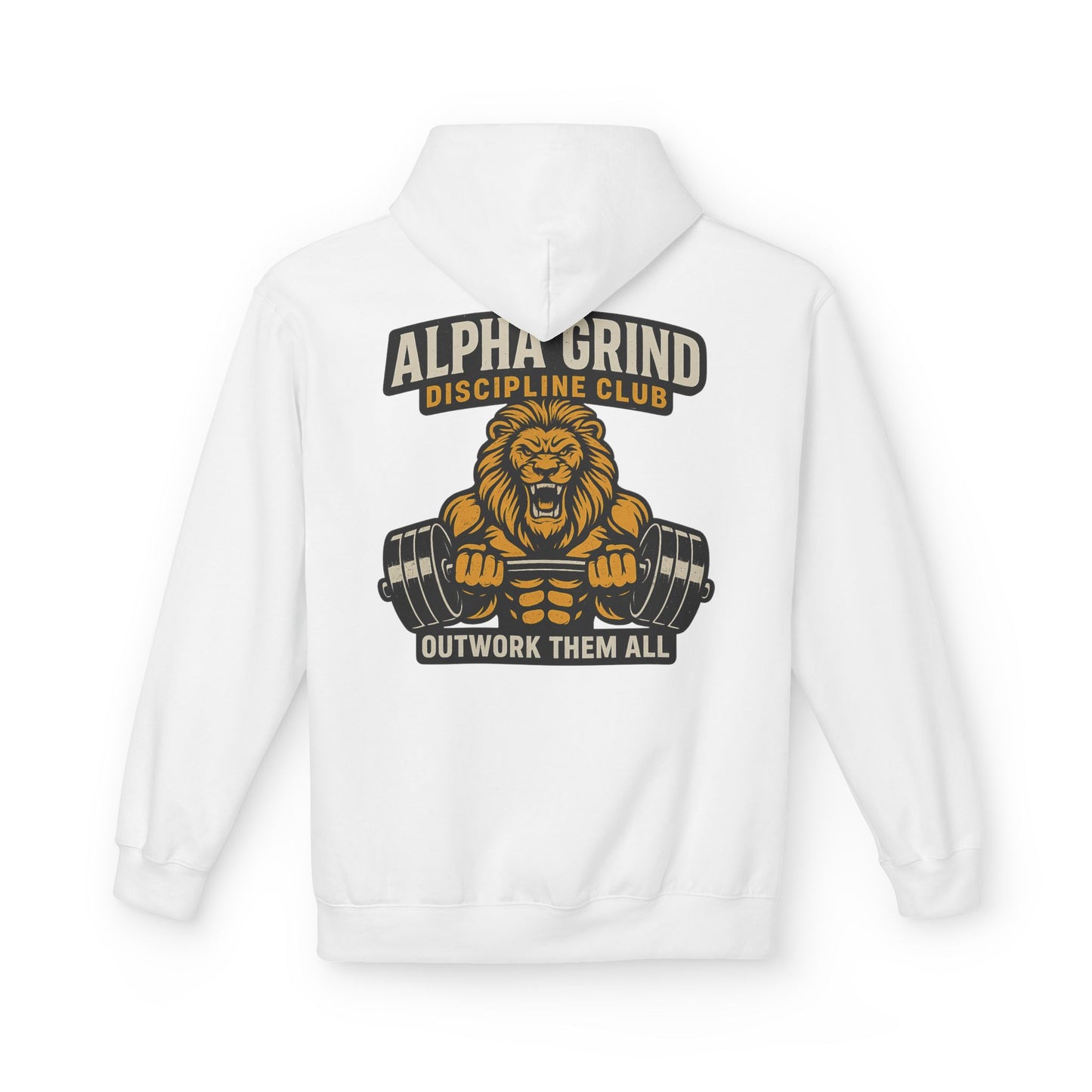 Alpha Grind Midweight Softstyle Fleece Hoodie (front logo + back design) – Gym Apparel