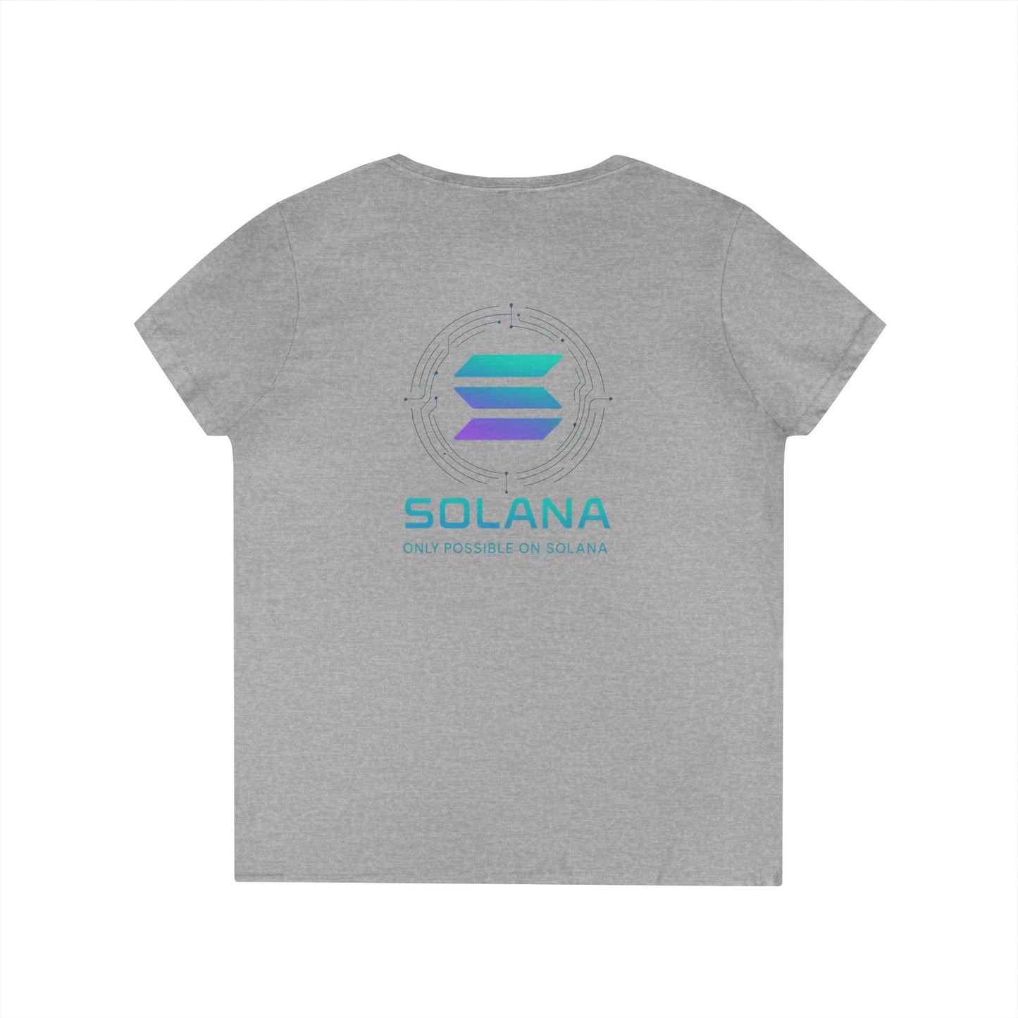 Only Possible on Solana V-Neck Tee (front logo + back design) – Crypto Vault Shirt