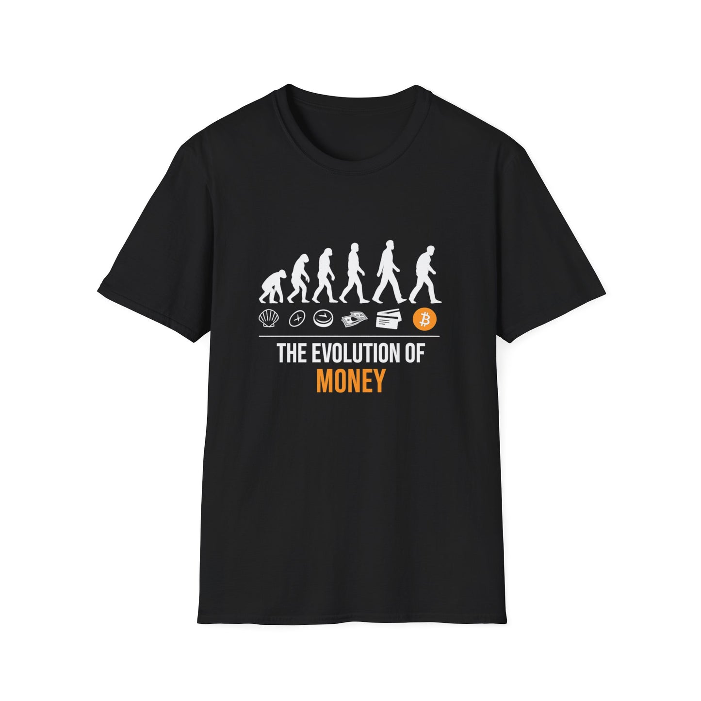 The Evolution of Money Tee (front design) – Crypto Vault Shirt