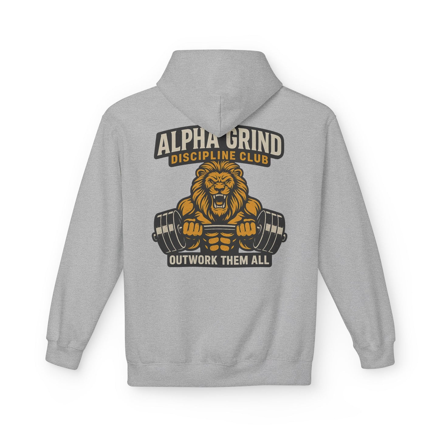 Alpha Grind Midweight Softstyle Fleece Hoodie (front logo + back design) – Gym Apparel