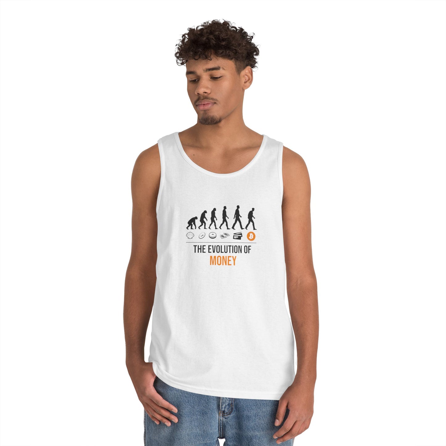 The Evolution of Money Tank Top (front design) – Crypto Vault Shirt