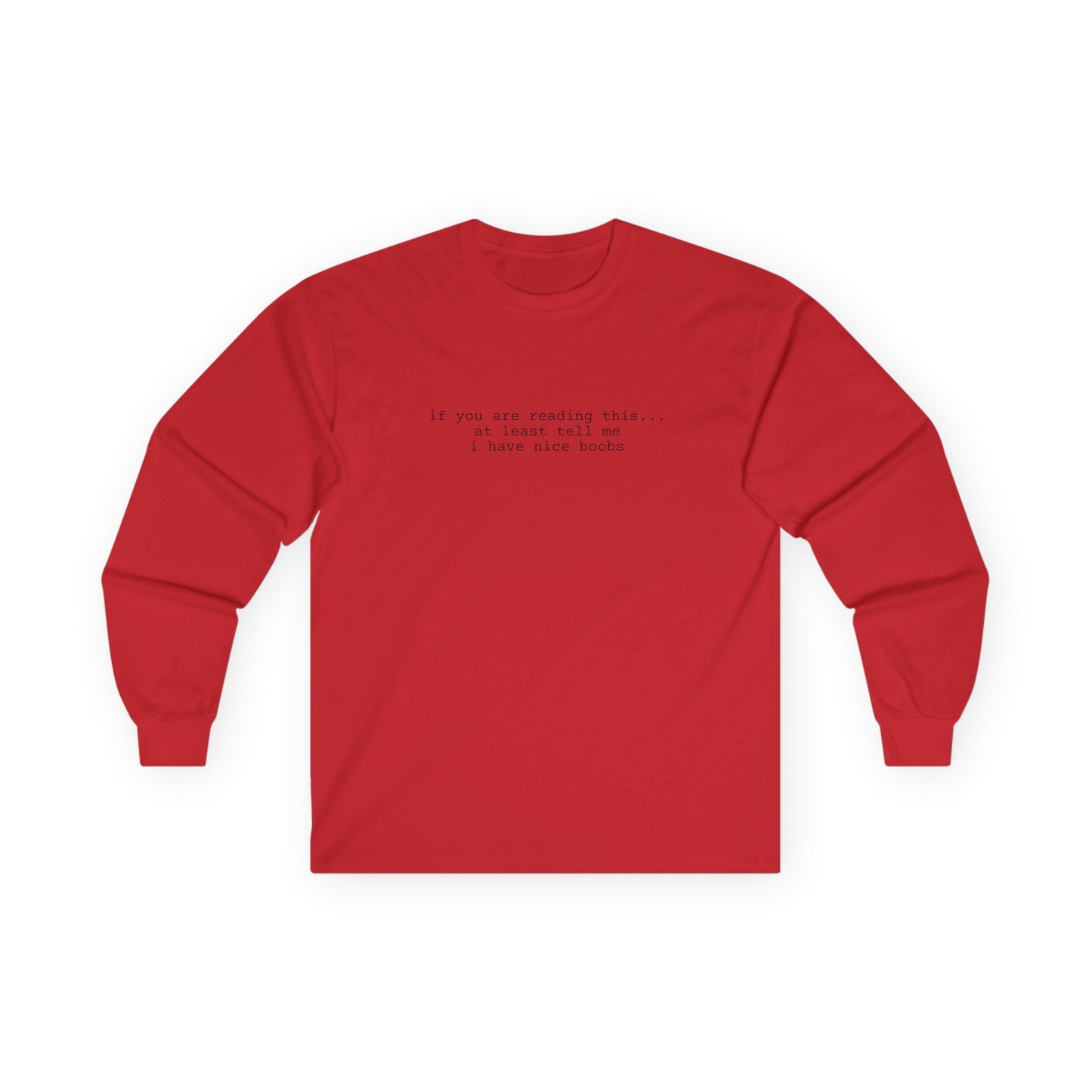 Nice boobs Long Sleeve Tee (front design) - Meme Apparel