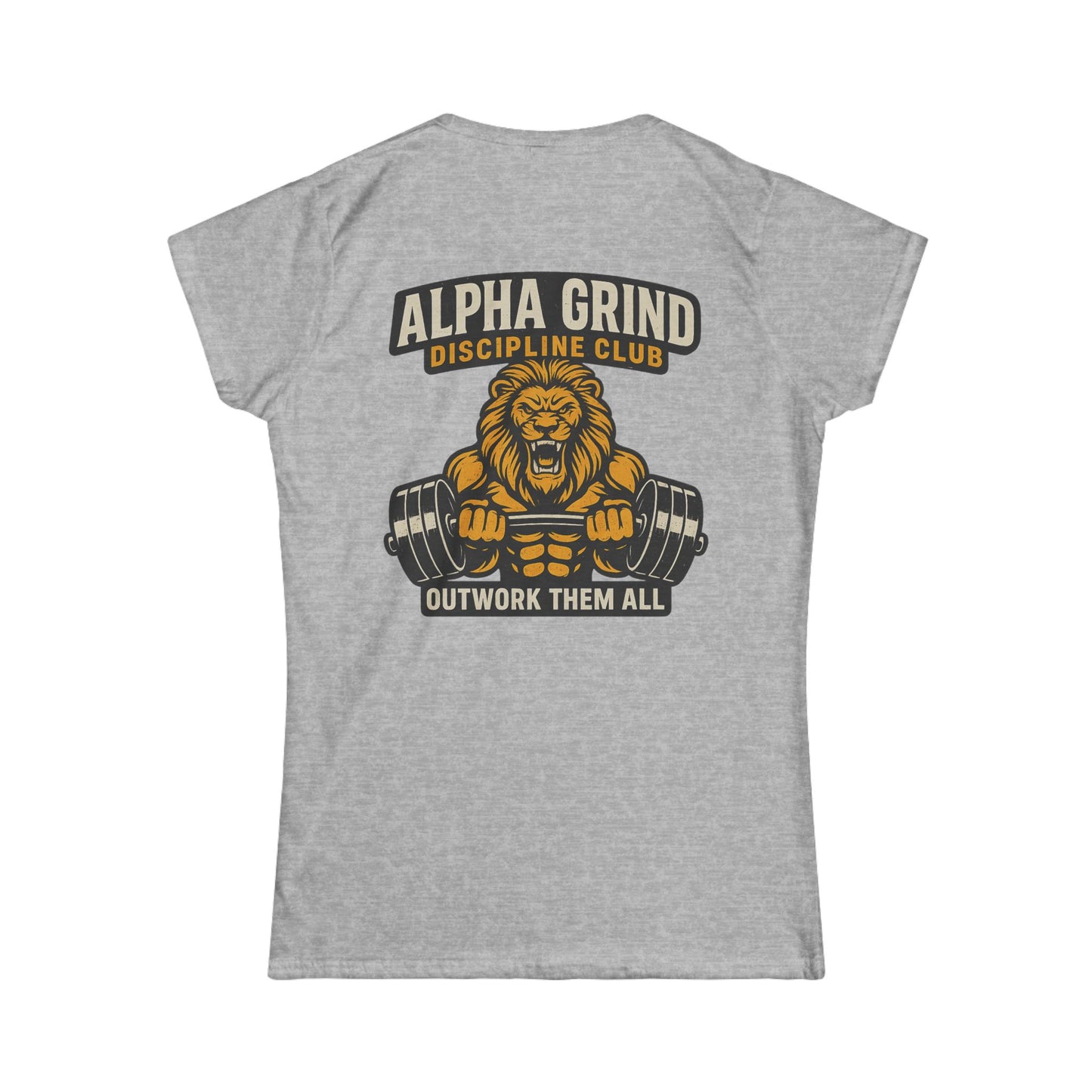 Alpha Grind Women’s Tee (front logo + back design) – Gym Apparel