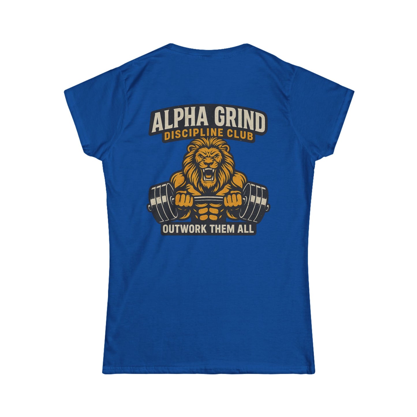 Alpha Grind Women’s Tee (front logo + back design) – Gym Apparel