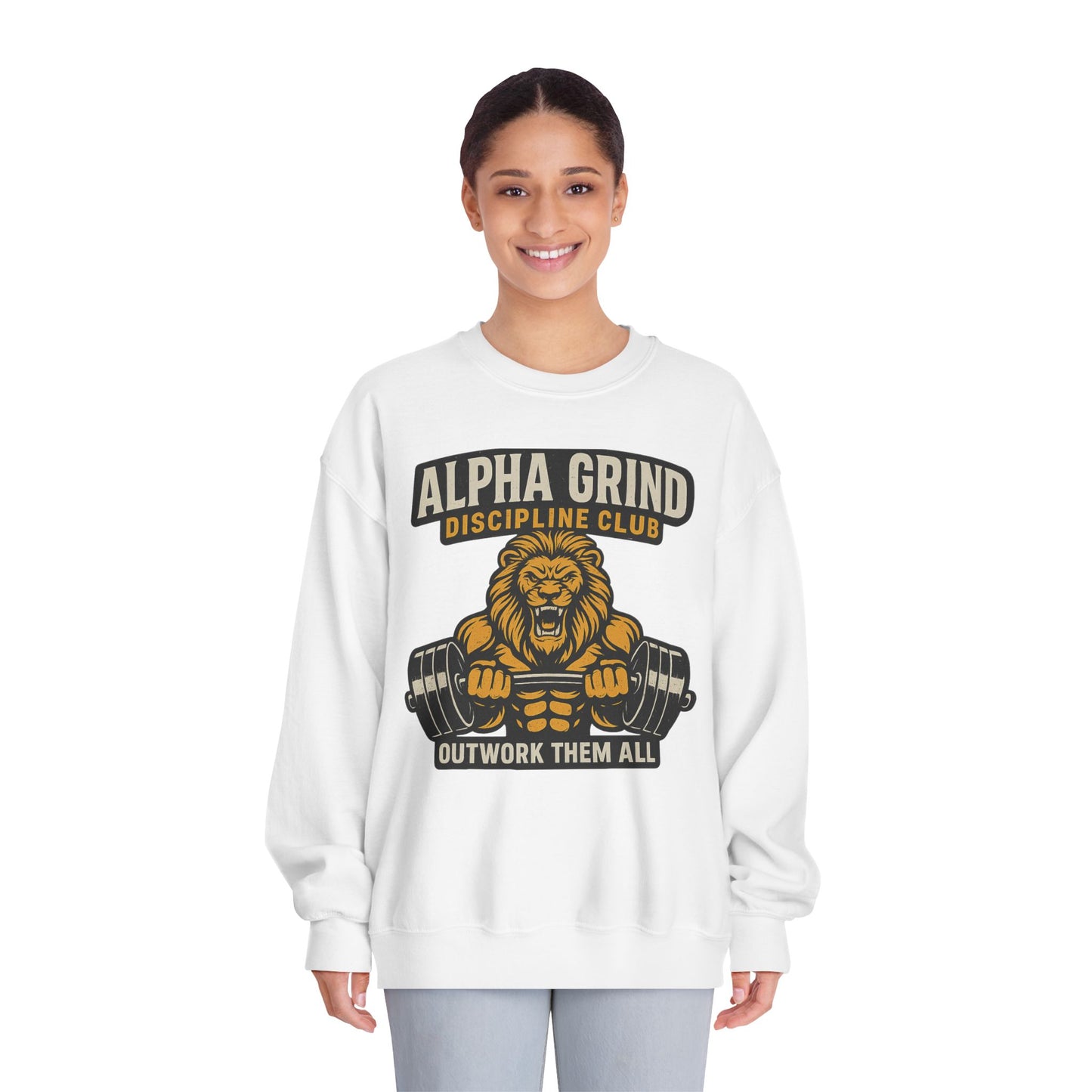 Alpha Grind DryBlend Crewneck Sweatshirt (front design) – Gym Apparel