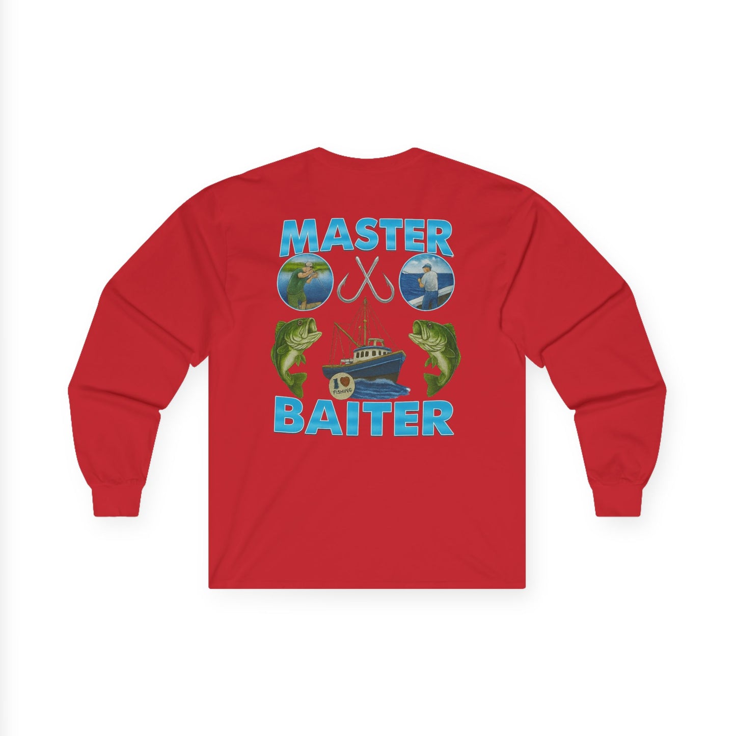 Master Baiter Long Sleeve Tee (front logo + back design) - Meme Apparel