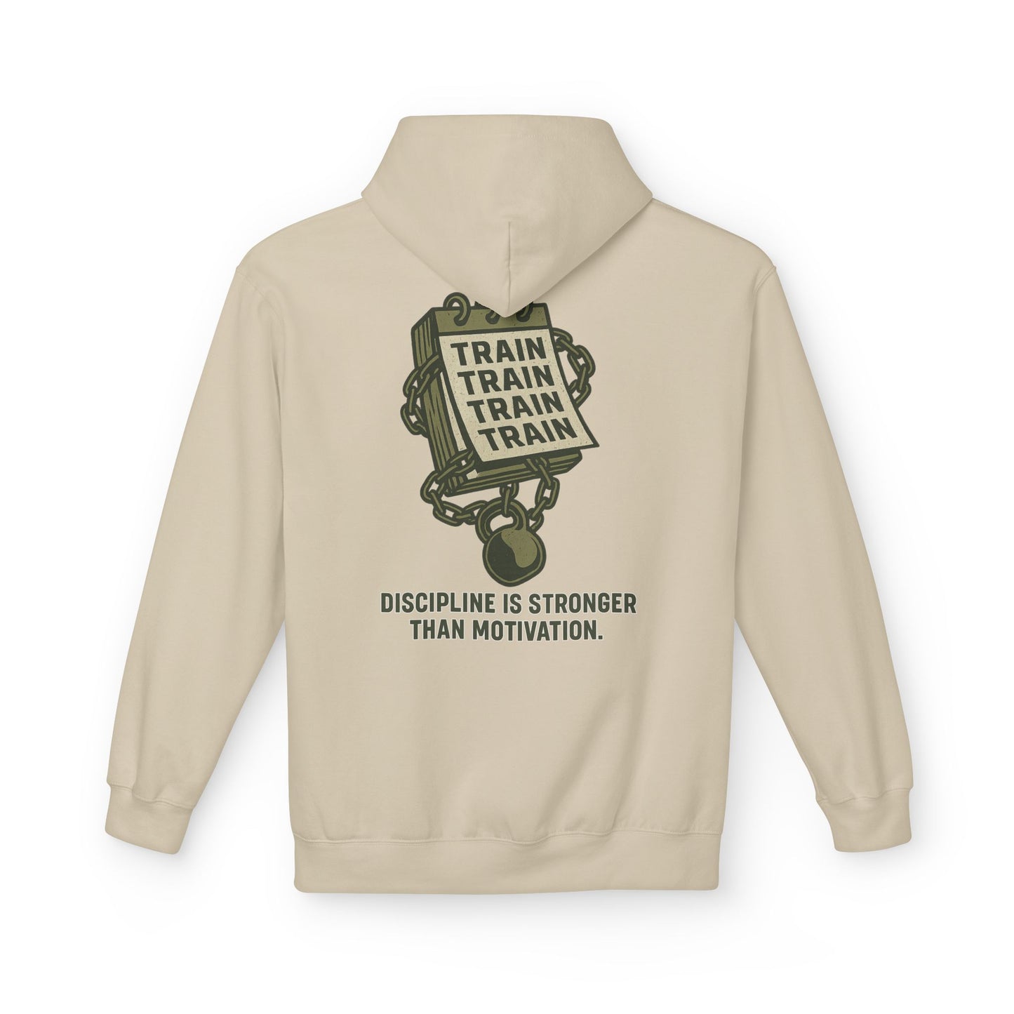 Train, Train, Train Midweight Softstyle Fleece Hoodie (front logo + back design) – Gym Apparel