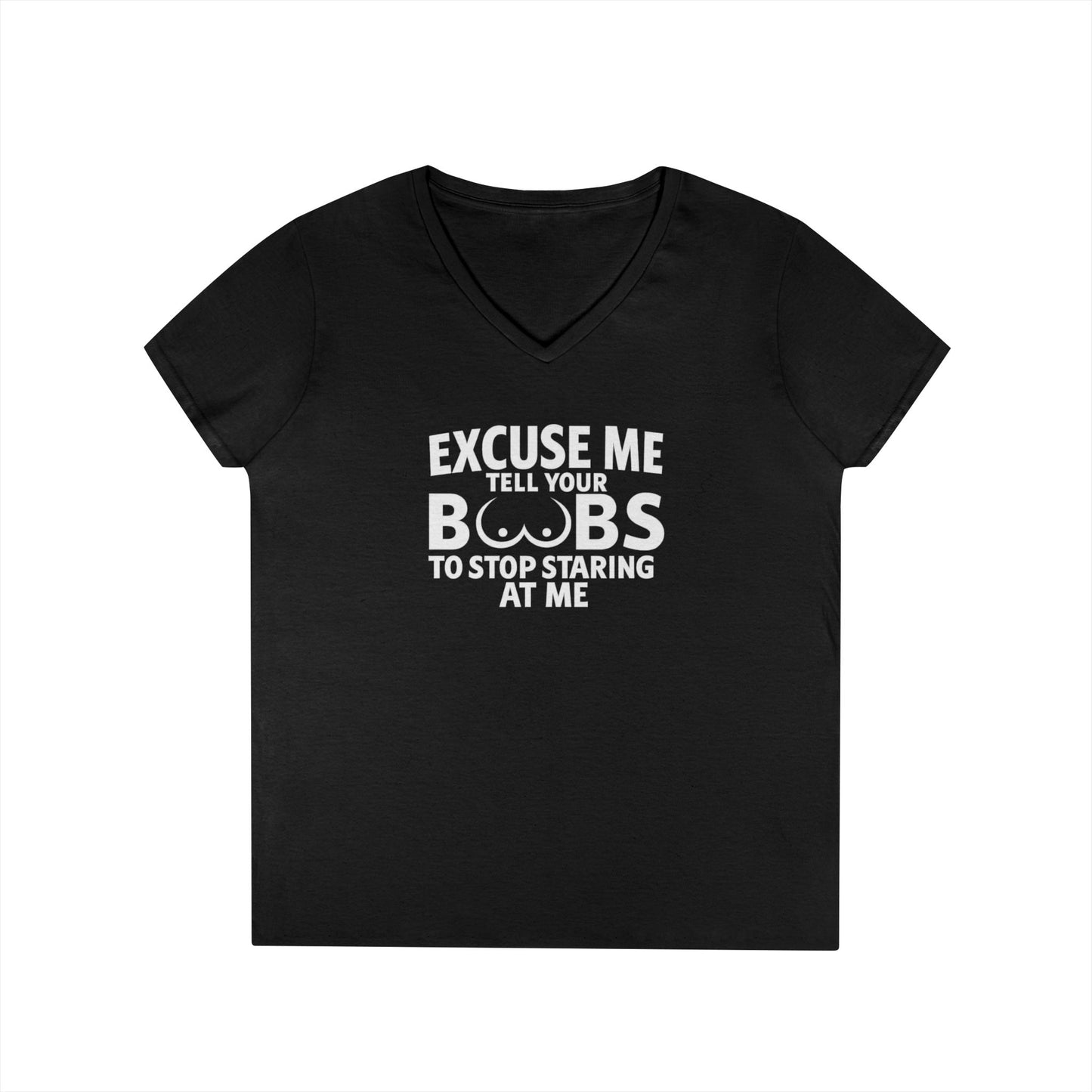 Tell Your Boobs V-Neck Tee (front design) – Meme Apparel