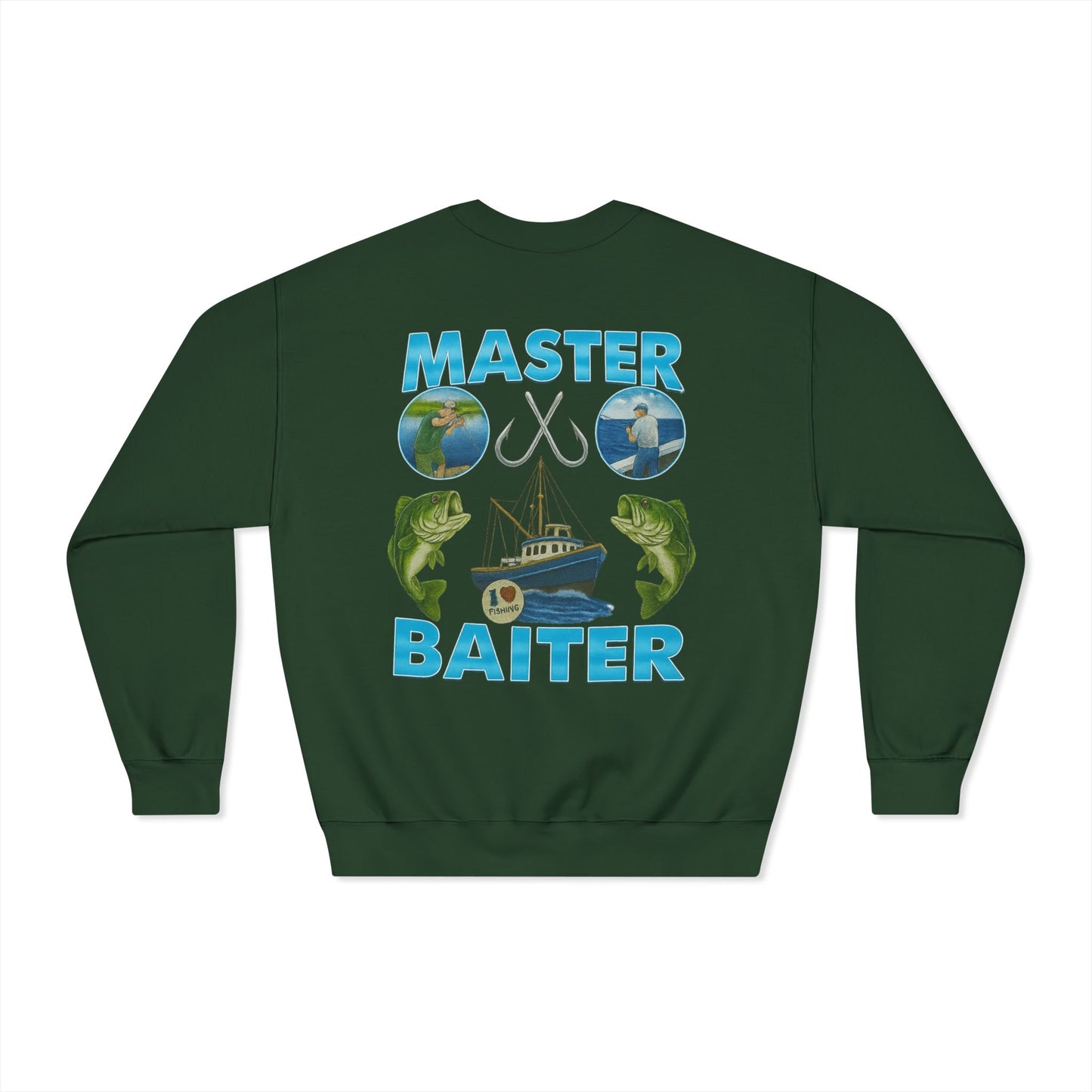 Master Baiter Dryblend Crewneck Sweatshirt (front logo + back design) - Meme Apparel