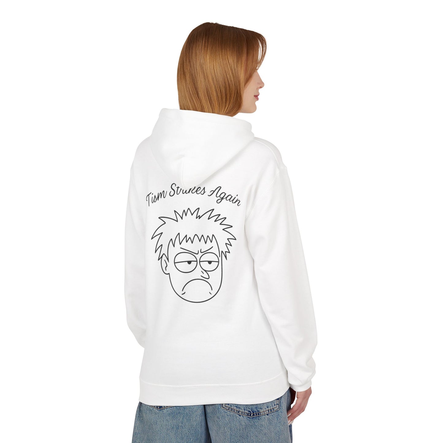 Tism Strikes Again Midweight Softstyle Fleece Hoodie (front logo + back design) - Meme Apparel