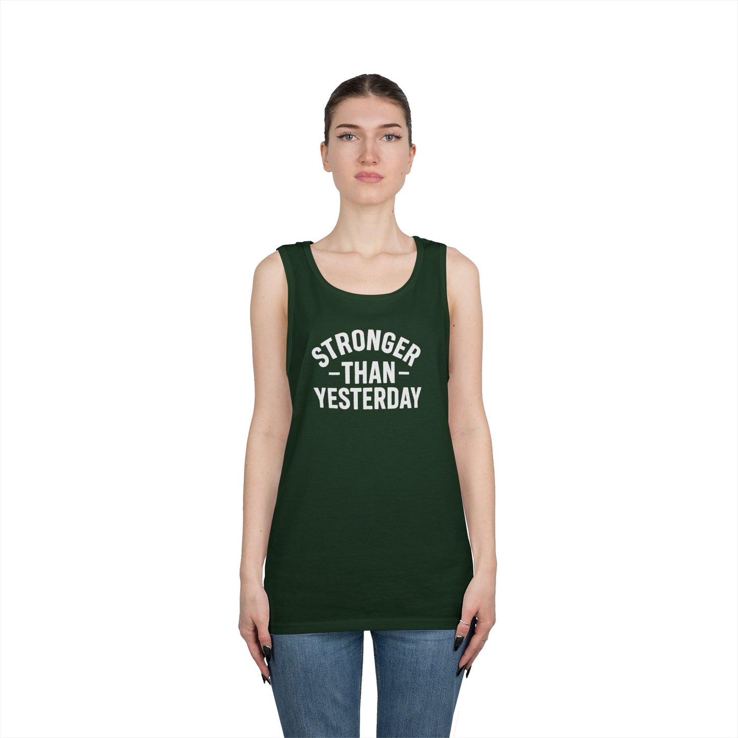 Stronger Than Yesterday Tank Top (front design) – Discipline Club Shirt