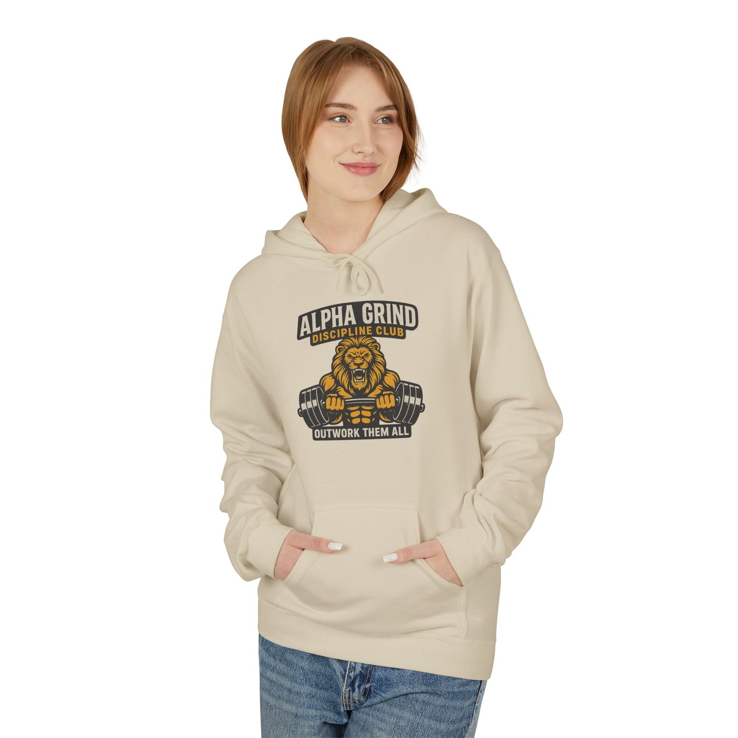 Alpha Grind Midweight Softstyle Fleece Hoodie (front design) – Gym Apparel