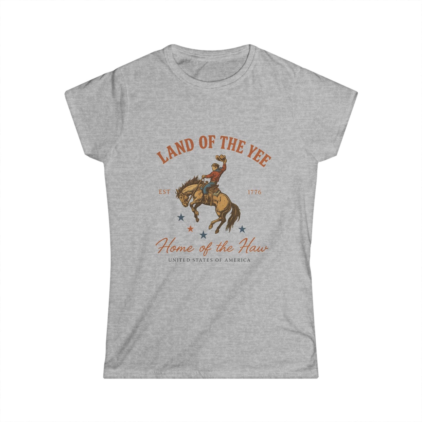 Land of the Yee, Home of the Haw Womens Tee (front design) – American Pride Shirt
