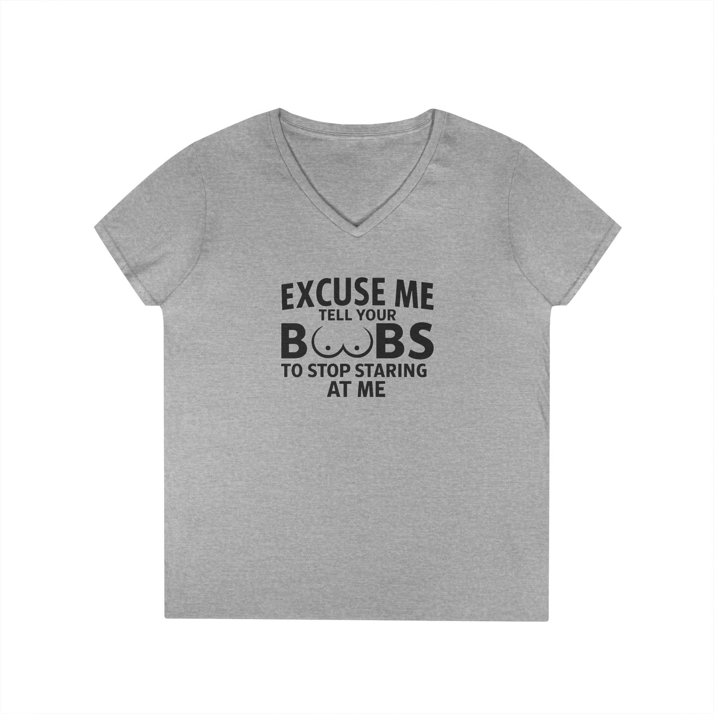 Tell Your Boobs V-Neck Tee (front design) – Meme Apparel