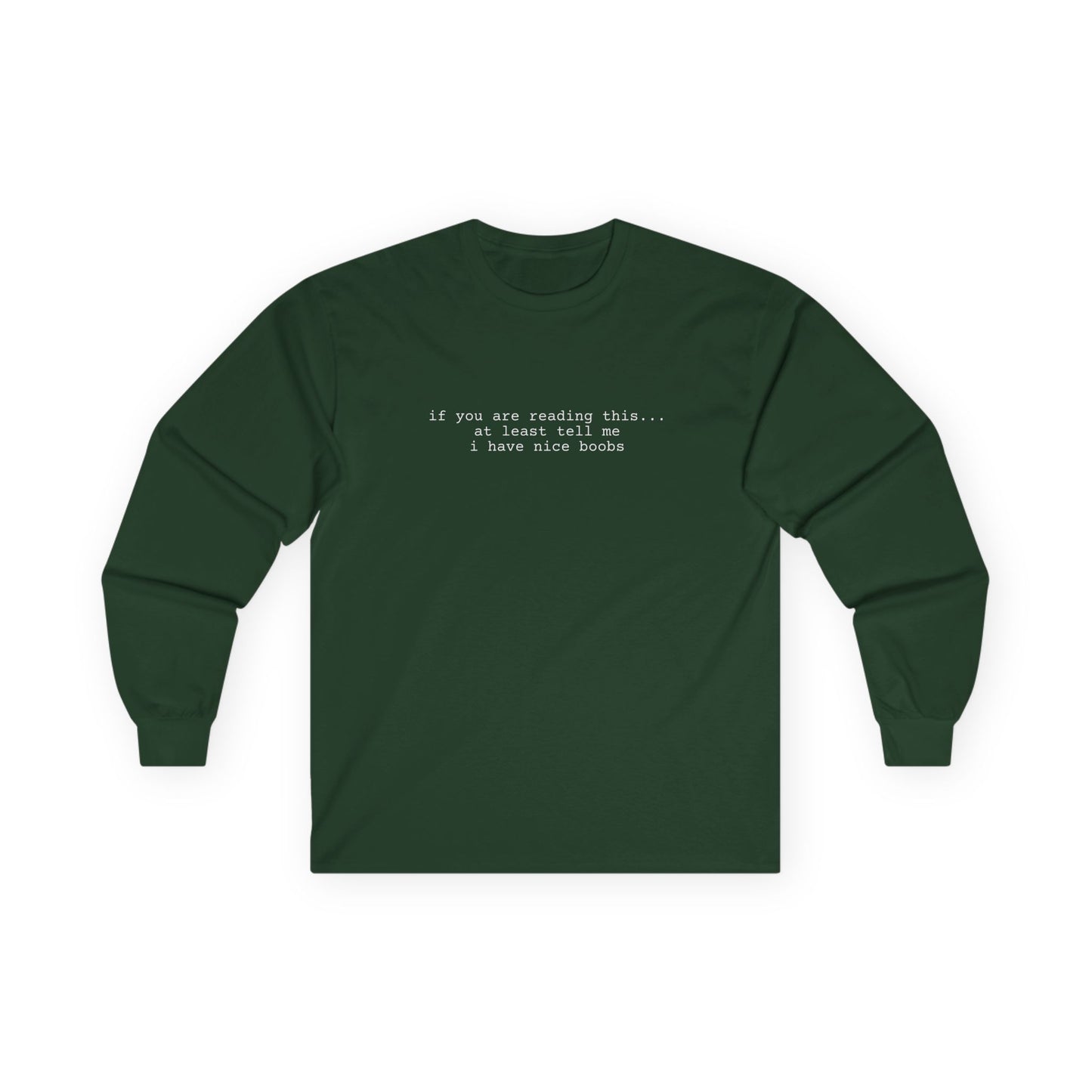 Nice boobs Long Sleeve Tee (front design) - Meme Apparel