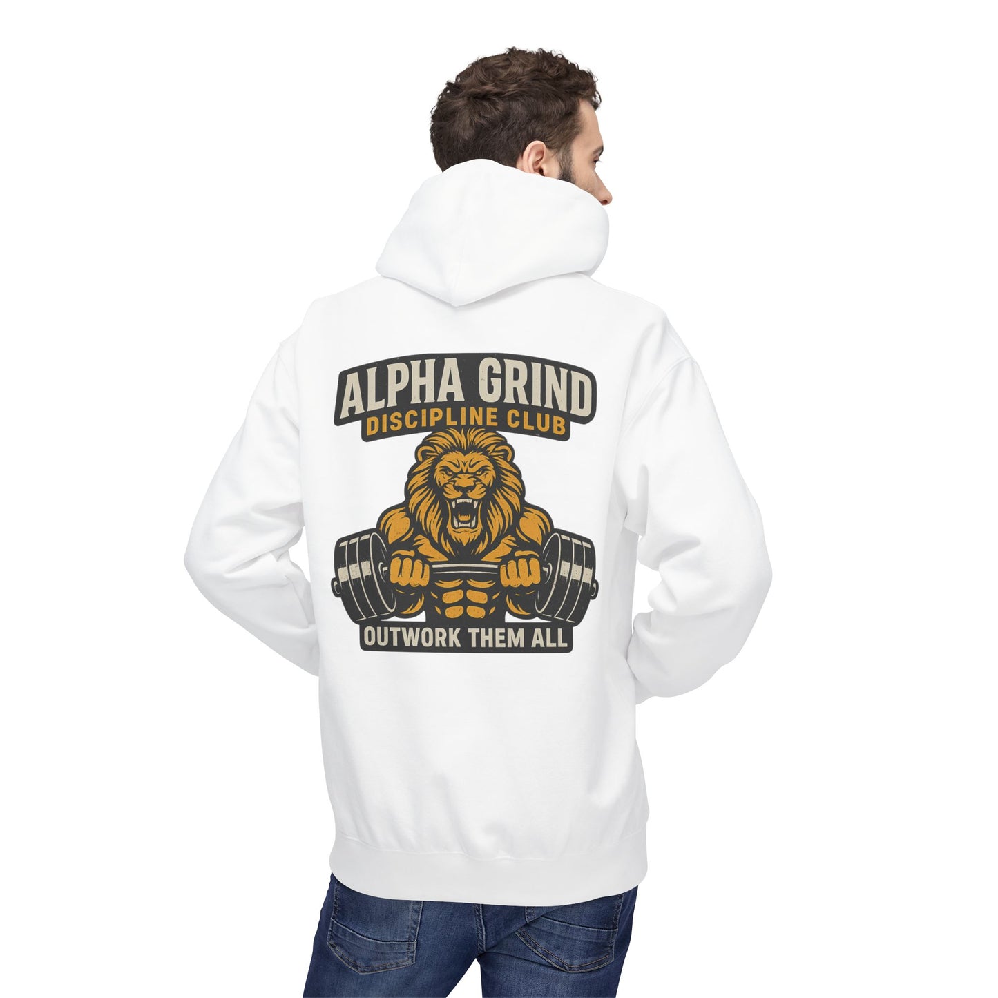 Alpha Grind Midweight Softstyle Fleece Hoodie (front logo + back design) – Gym Apparel