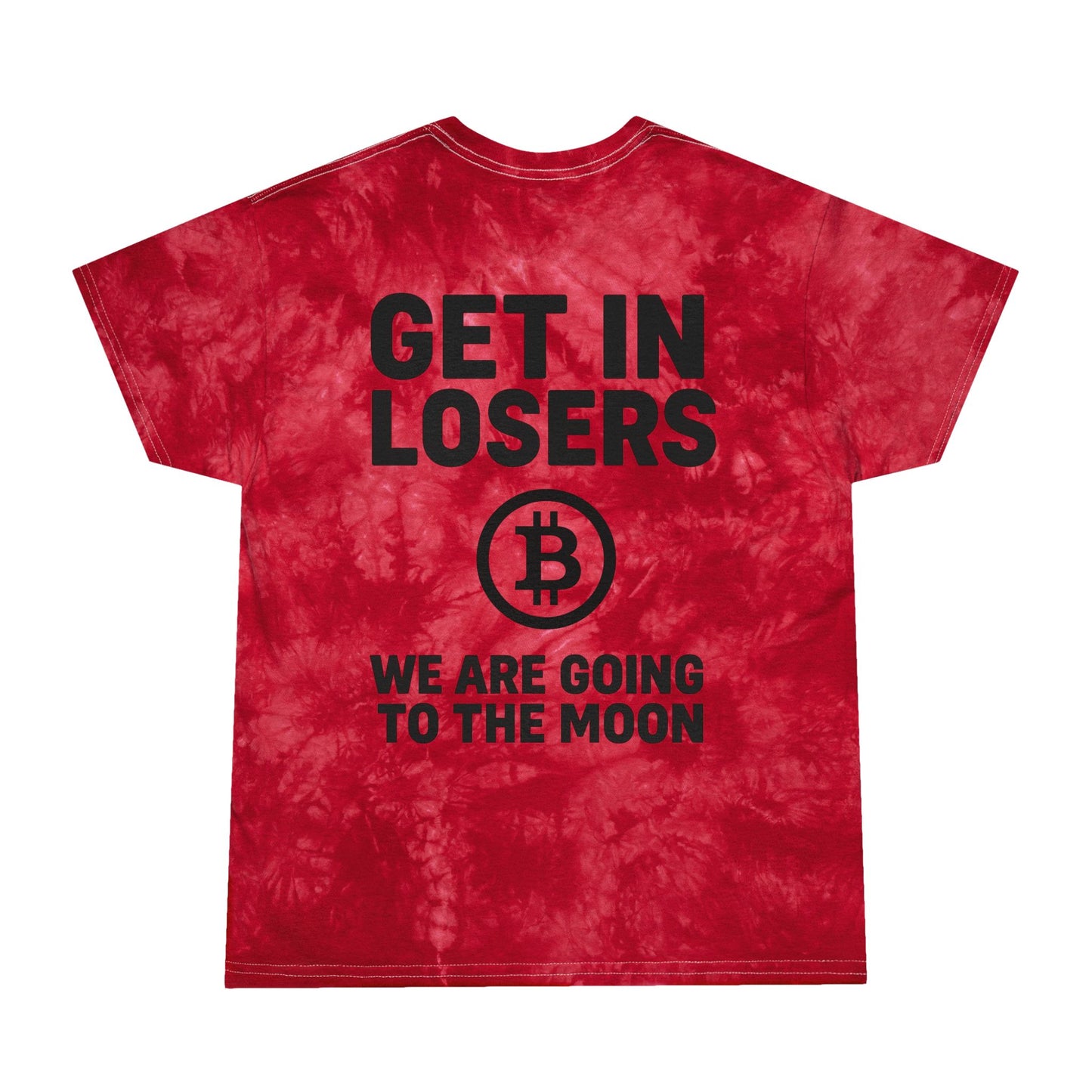 Get In Losers Bitcoin Moon Mission Tie-Dye Tee (front logo + back design) – Investor Apparel
