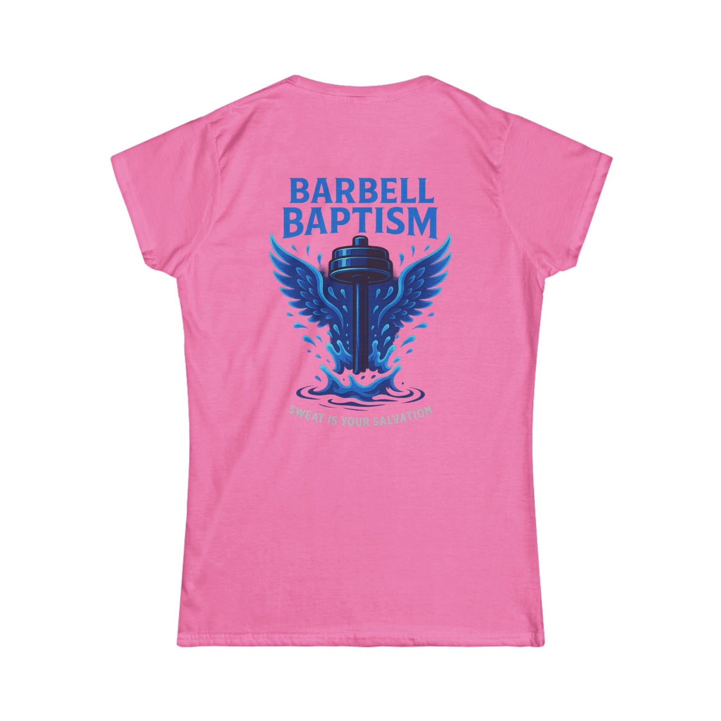 Barbell Baptism Women's Tee (front logo + back design) – Gym Apparel
