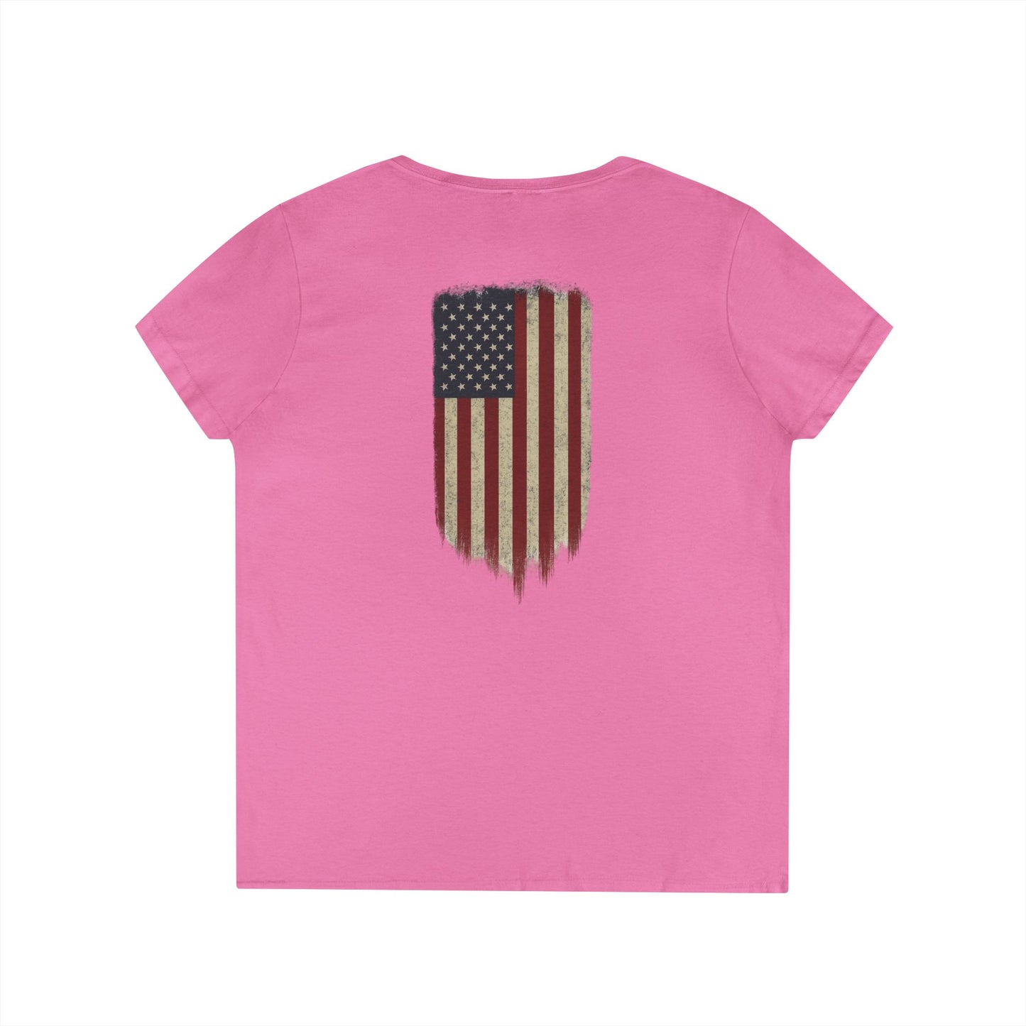 American Flag Tee (front logo + back design) – American Pride Ladies V-Neck