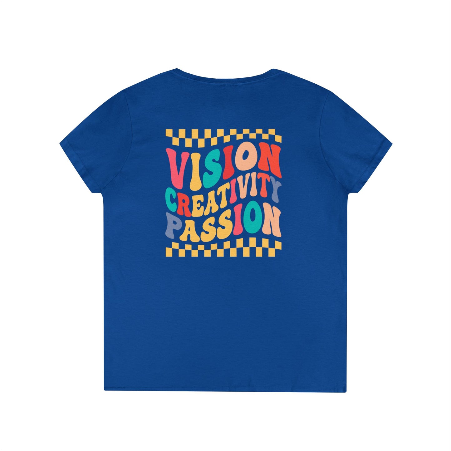 Vision Creativity Passion V-Neck Tee (front logo + back design) – Meme Culture Shirt