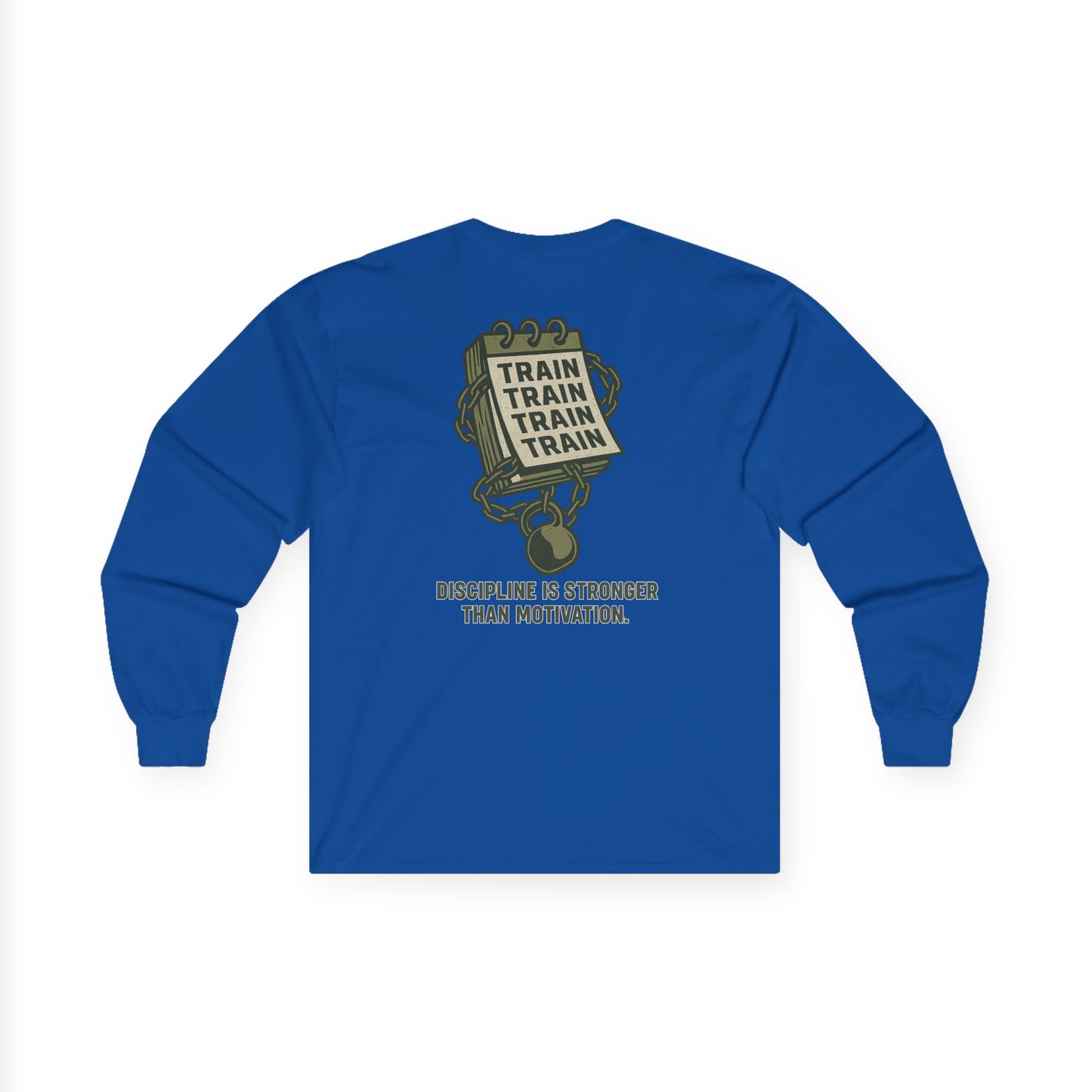 Train, Train, Train Long Sleeve (front logo + back design) – Gym Apparel