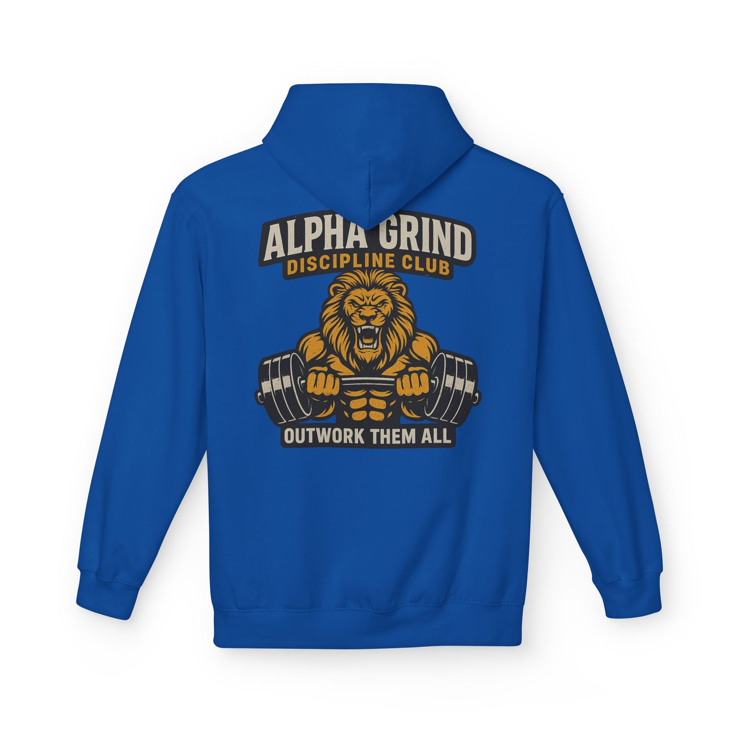 Alpha Grind Midweight Softstyle Fleece Hoodie (front logo + back design) – Gym Apparel