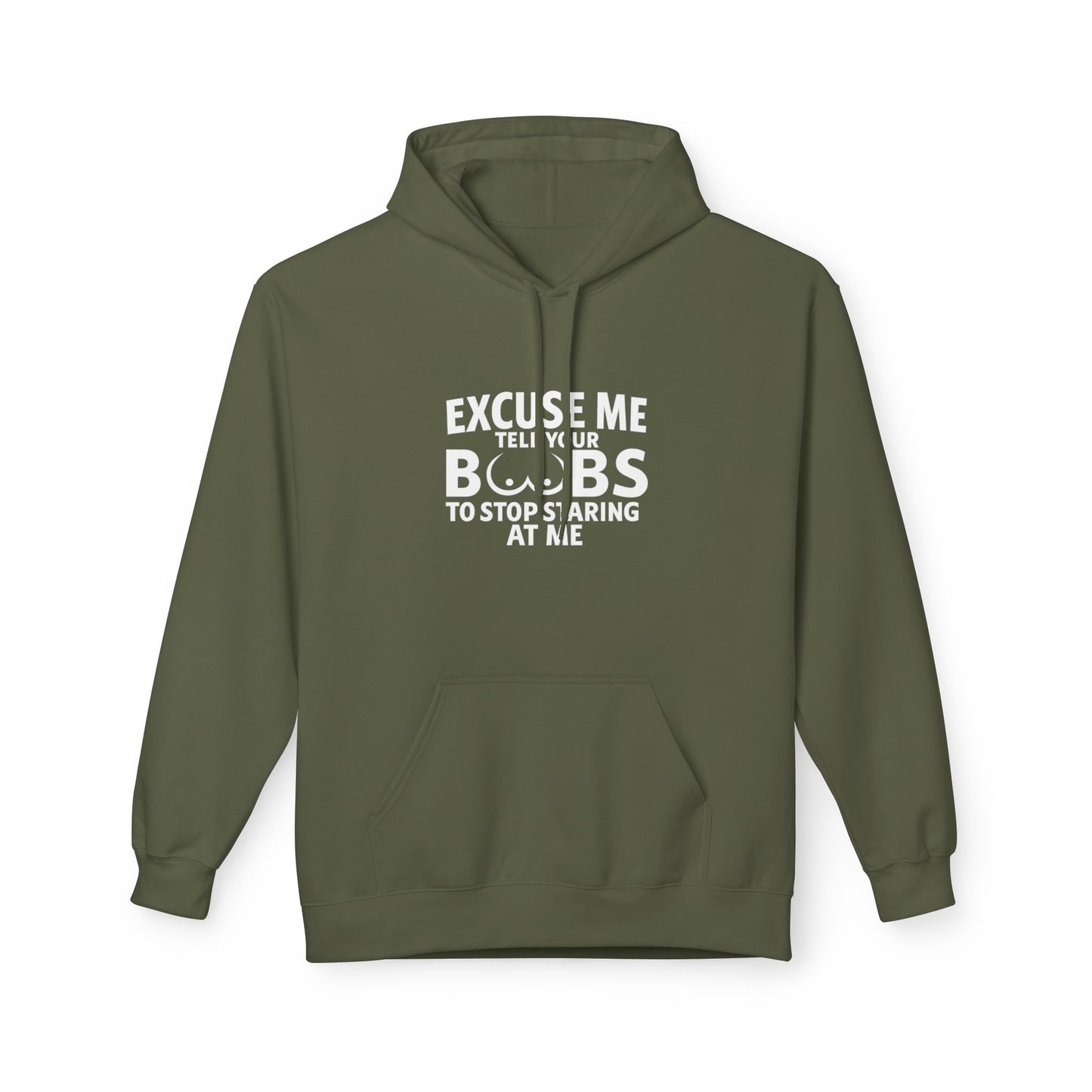 Tell Your Boobs Midweight Softstyle Fleece Hoodie (front design) – Meme Apparel