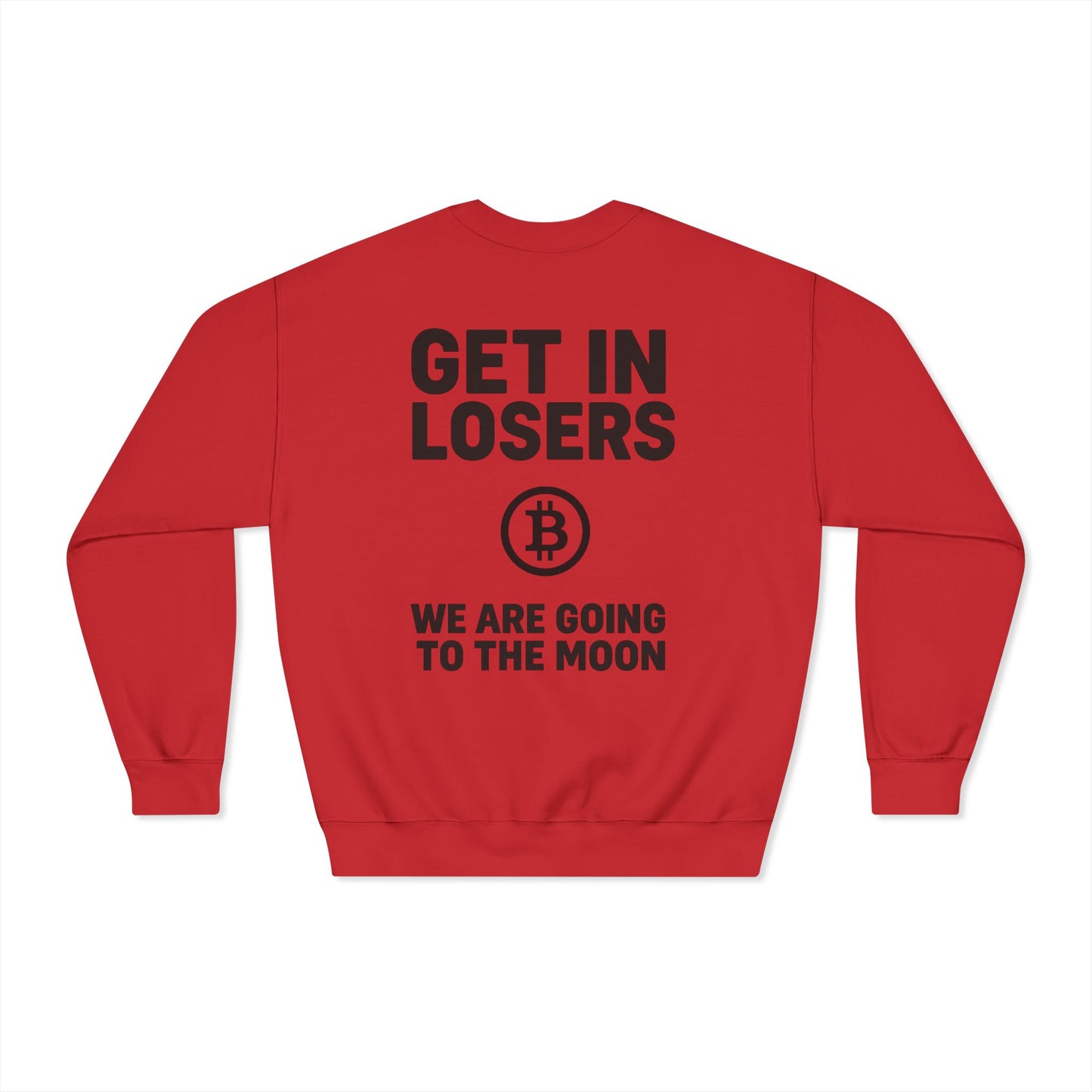 Get In Losers Bitcoin Moon Mission DryBlend Crewneck Sweatshirt (front logo + back design) – Investor Apparel