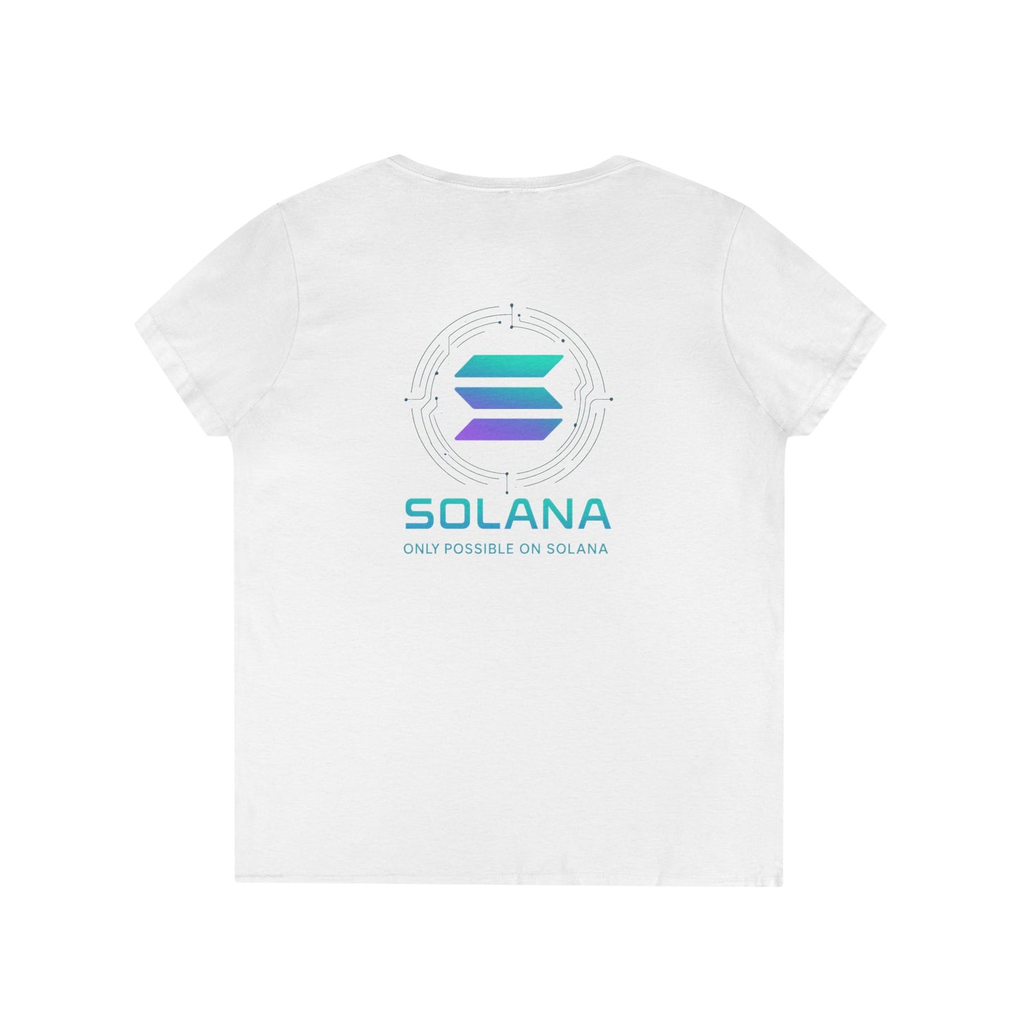 Only Possible on Solana V-Neck Tee (front logo + back design) – Crypto Vault Shirt