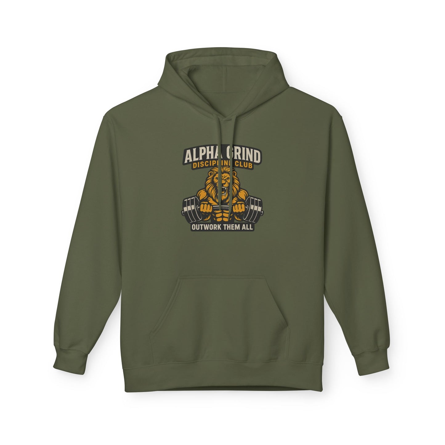 Alpha Grind Midweight Softstyle Fleece Hoodie (front design) – Gym Apparel