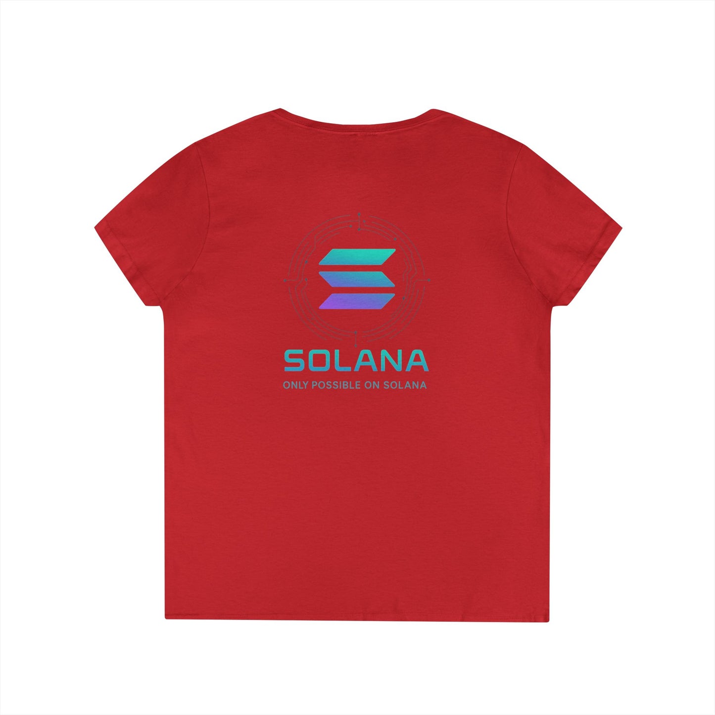 Only Possible on Solana V-Neck Tee (front logo + back design) – Crypto Vault Shirt