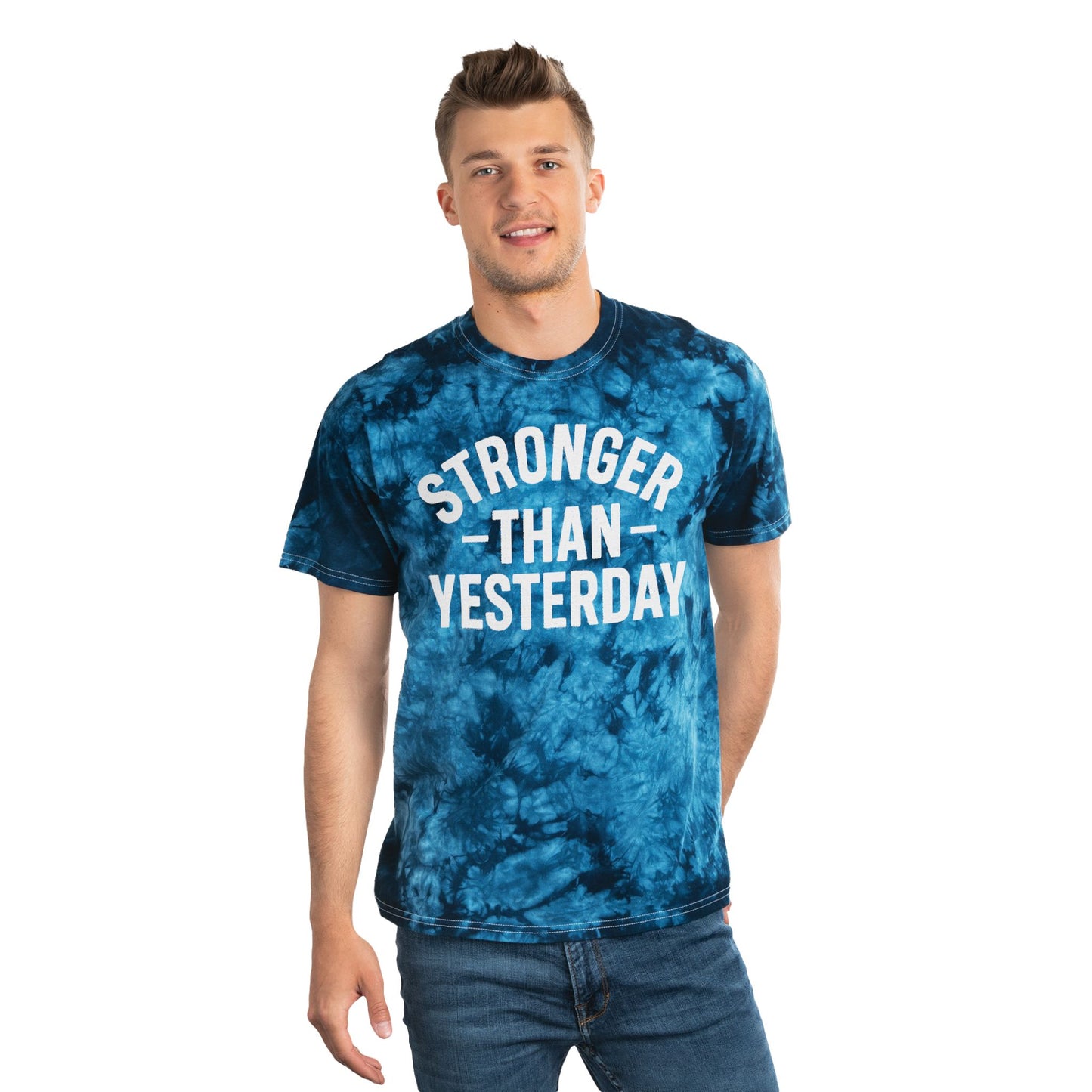 Stronger Than Yesterday Tie-Dye Tee (front design) – Discipline Club Shirt