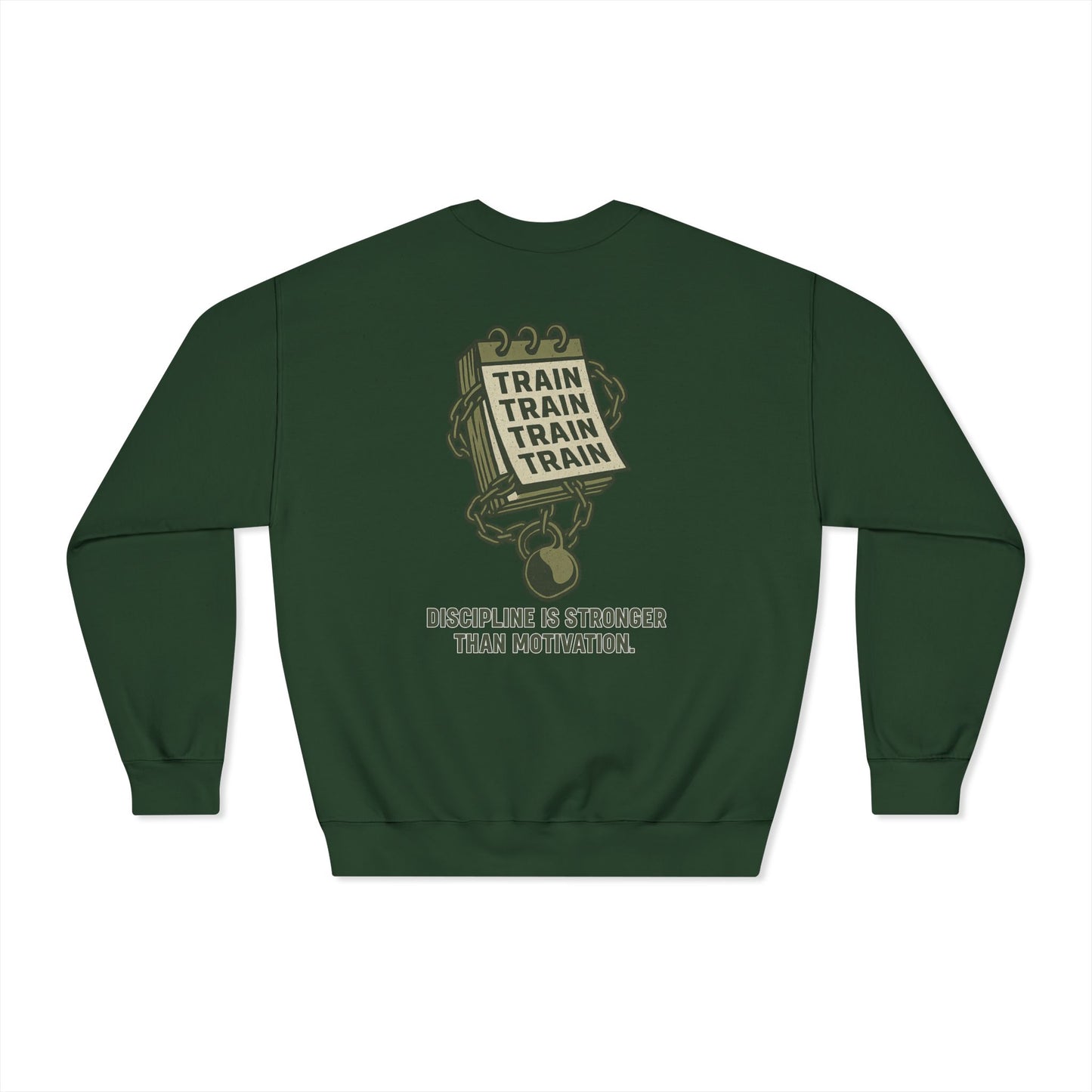 Train, Train, Train DryBlend Crewneck Sweatshirt (front logo + back design) – Gym Apparel