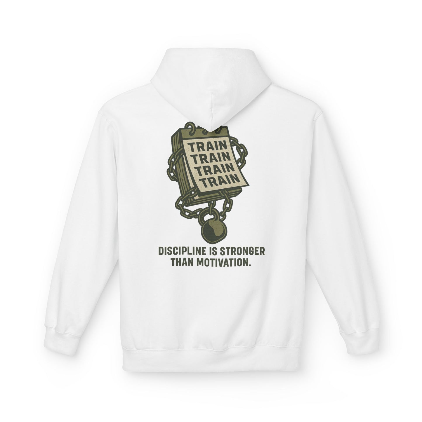 Train, Train, Train Midweight Softstyle Fleece Hoodie (front logo + back design) – Gym Apparel