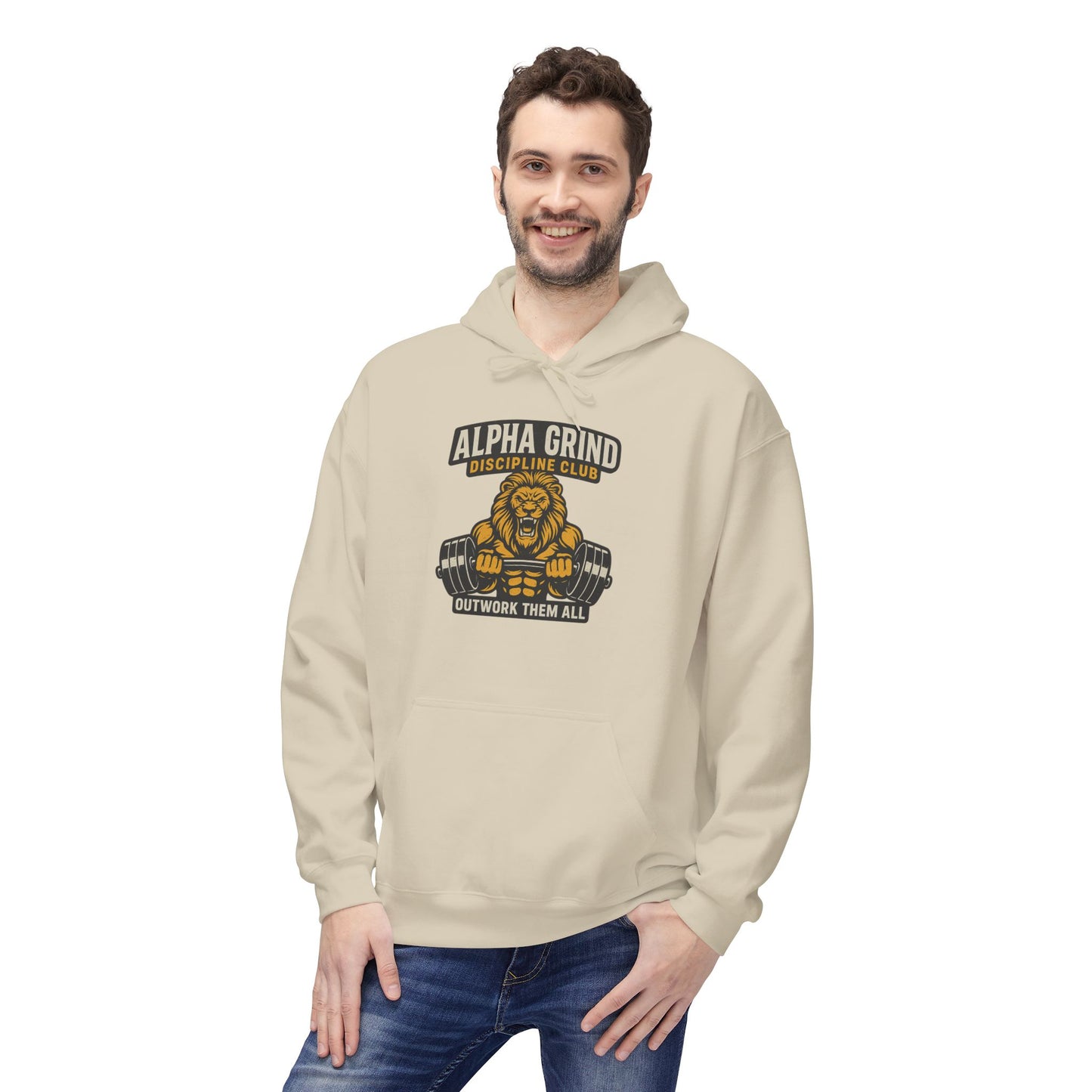 Alpha Grind Midweight Softstyle Fleece Hoodie (front design) – Gym Apparel