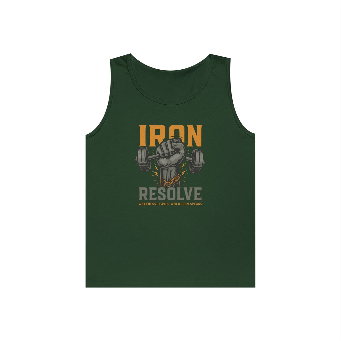 Iron Resolve Tank Top (front design) – Gym Apparel