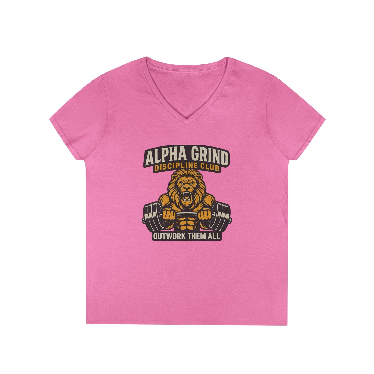 Alpha Grind Ladies' V-Neck T-Shirt (front design) — Gym Apparel