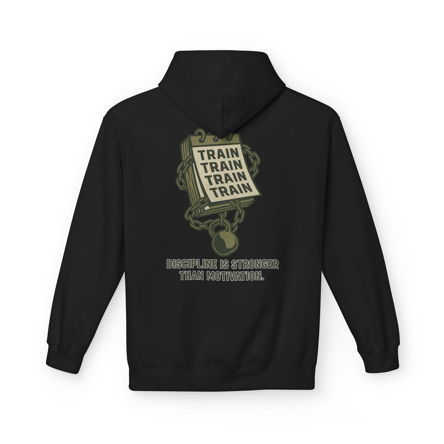 Train, Train, Train Midweight Softstyle Fleece Hoodie (front logo + back design) – Gym Apparel