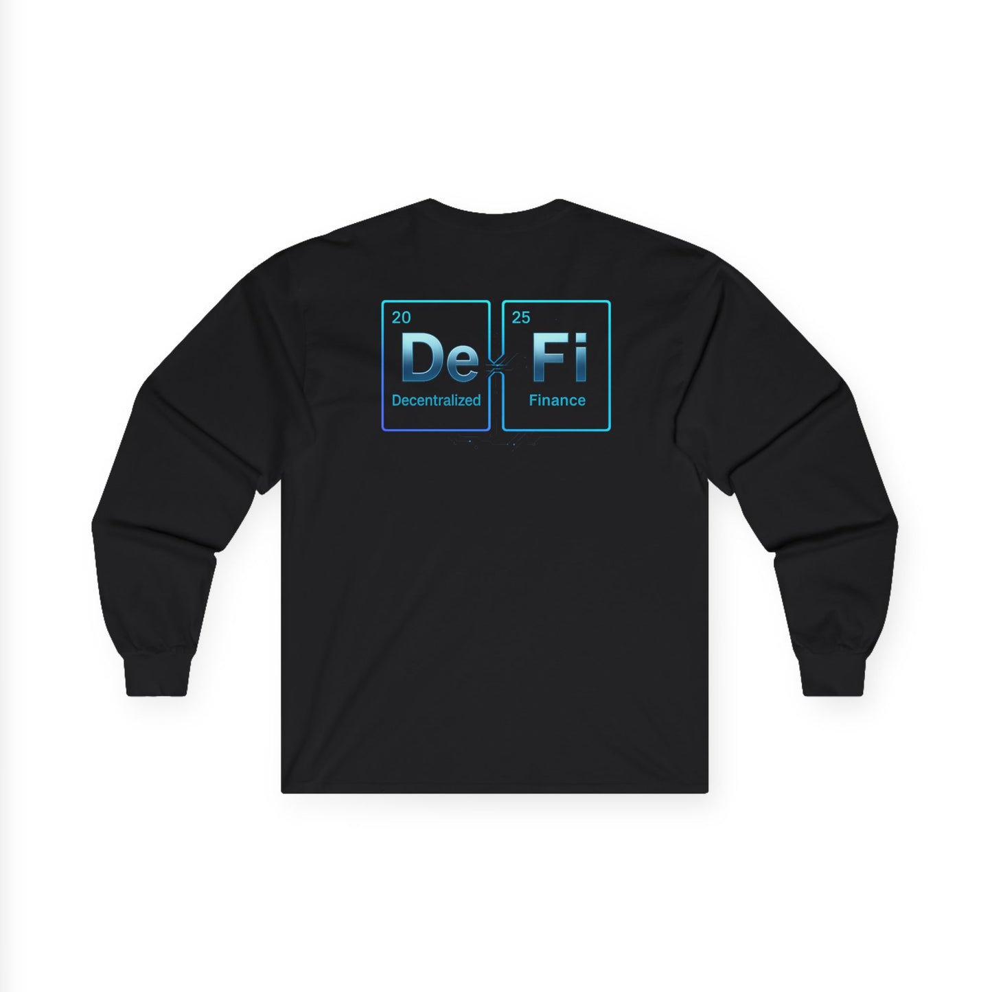 Decentralized Finance Long Sleeve Tee (front logo + back design) – Crypto Vault Shirt