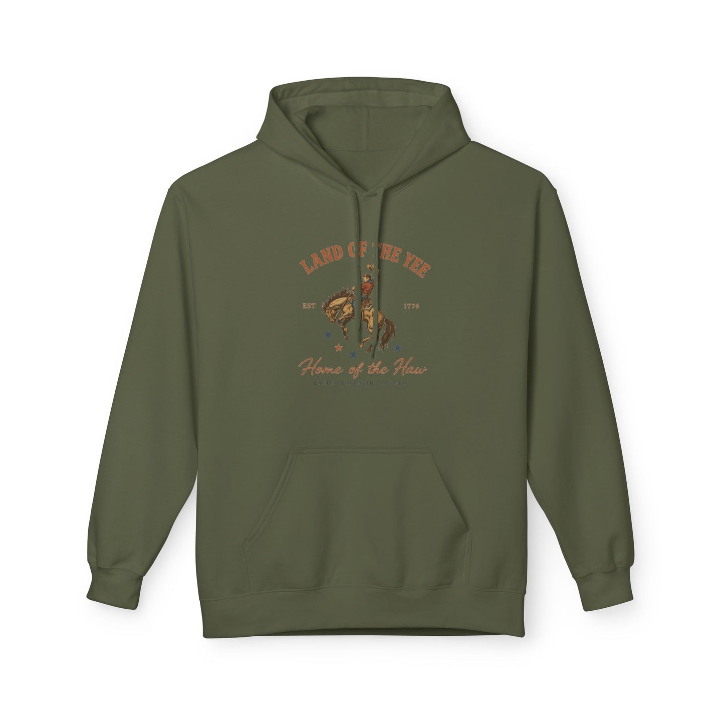 Land of the Yee, Home of the Haw Hoodie (front design) – American Pride Fleece Pullover